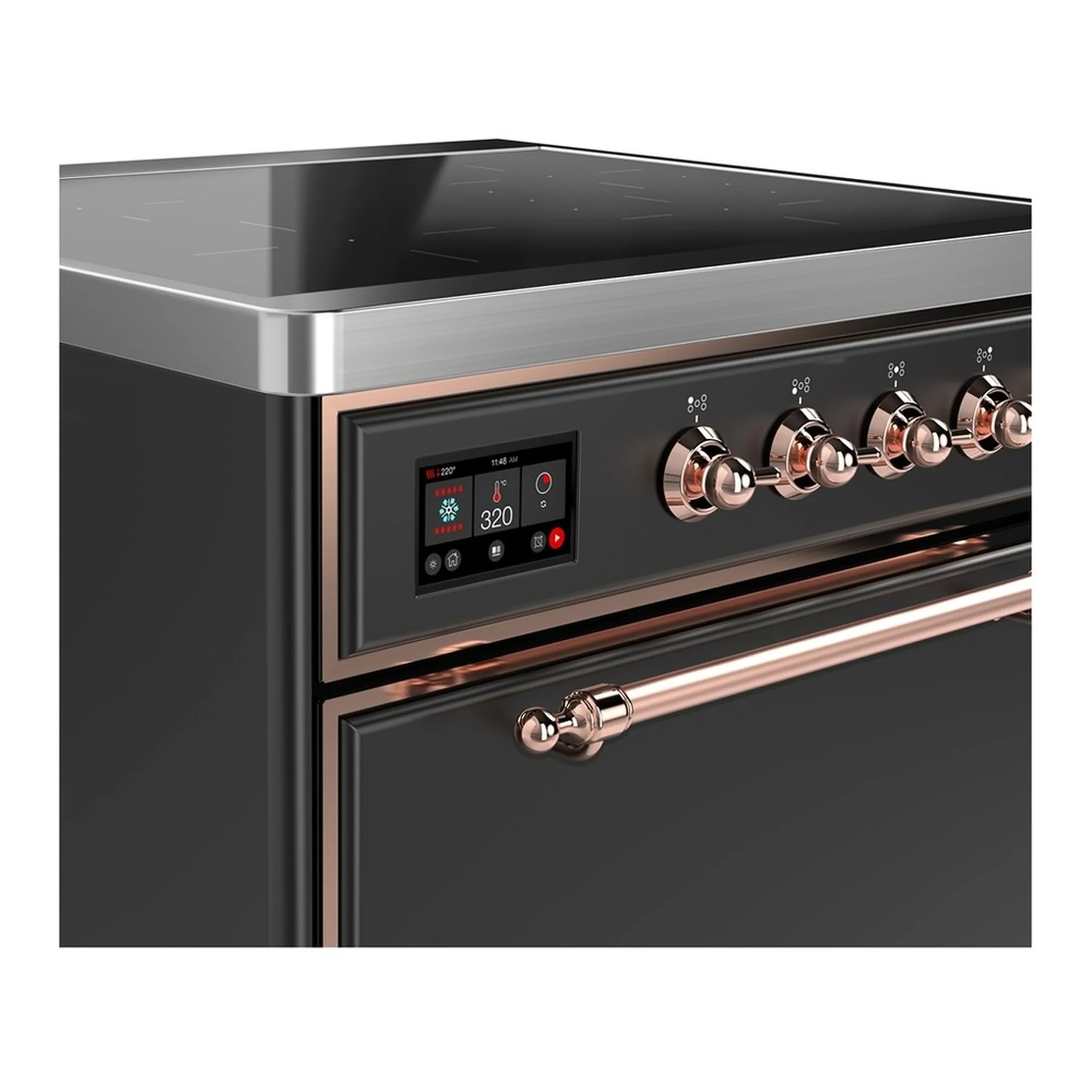 ILVE Majestic III 30-Inch Induction Range with 4 Induction Elements and Solid Door Electric Oven in Matte Graphite with Copper Trim (UMIB30QNR3MGP) - Image 4