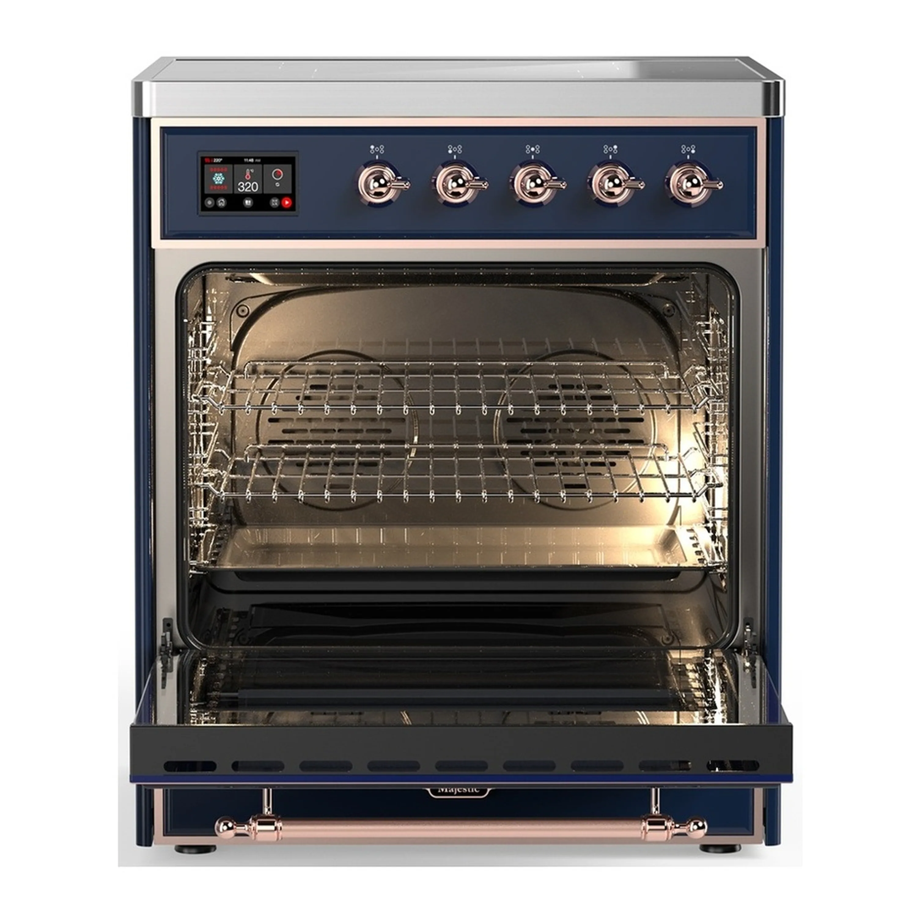 ILVE Majestic III 30-Inch Induction Range with 4 Induction Elements and Triple Glass Door Electric Oven in Mightnight Blue with Copper Trim (UMIB30NR3MBP) - Image 3