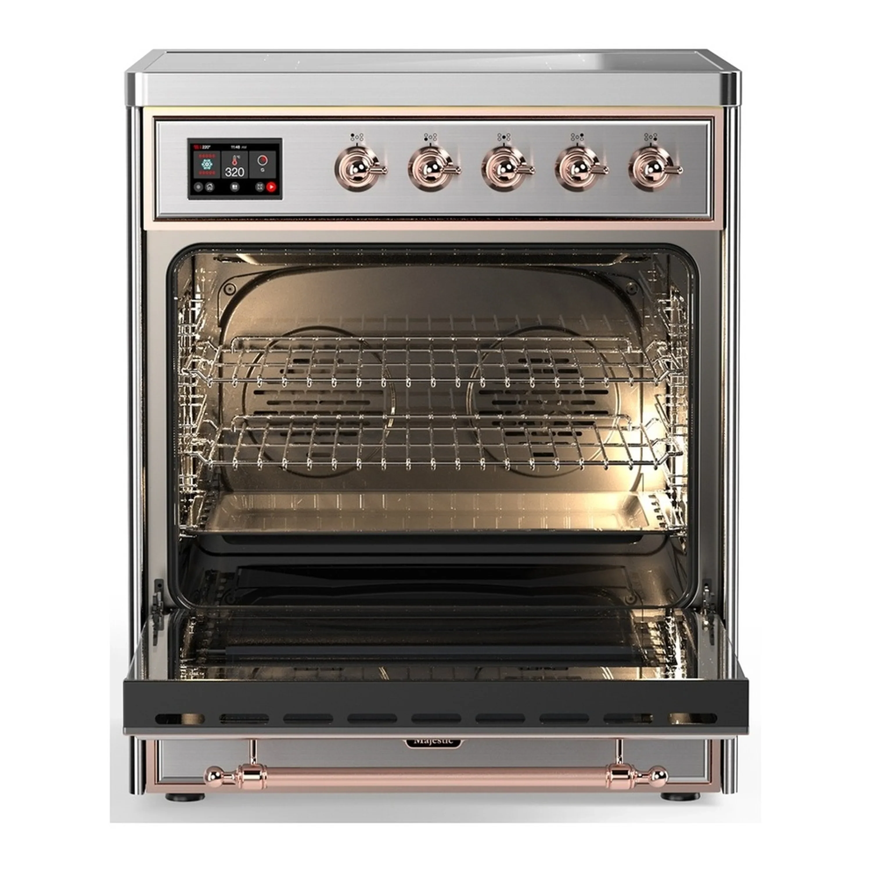 ILVE Majestic III 30-Inch Induction Range with 4 Induction Elements and Triple Glass Door Electric Oven in Stainless Steel with Copper Trim (UMIB30NR3SSP) - Image 3