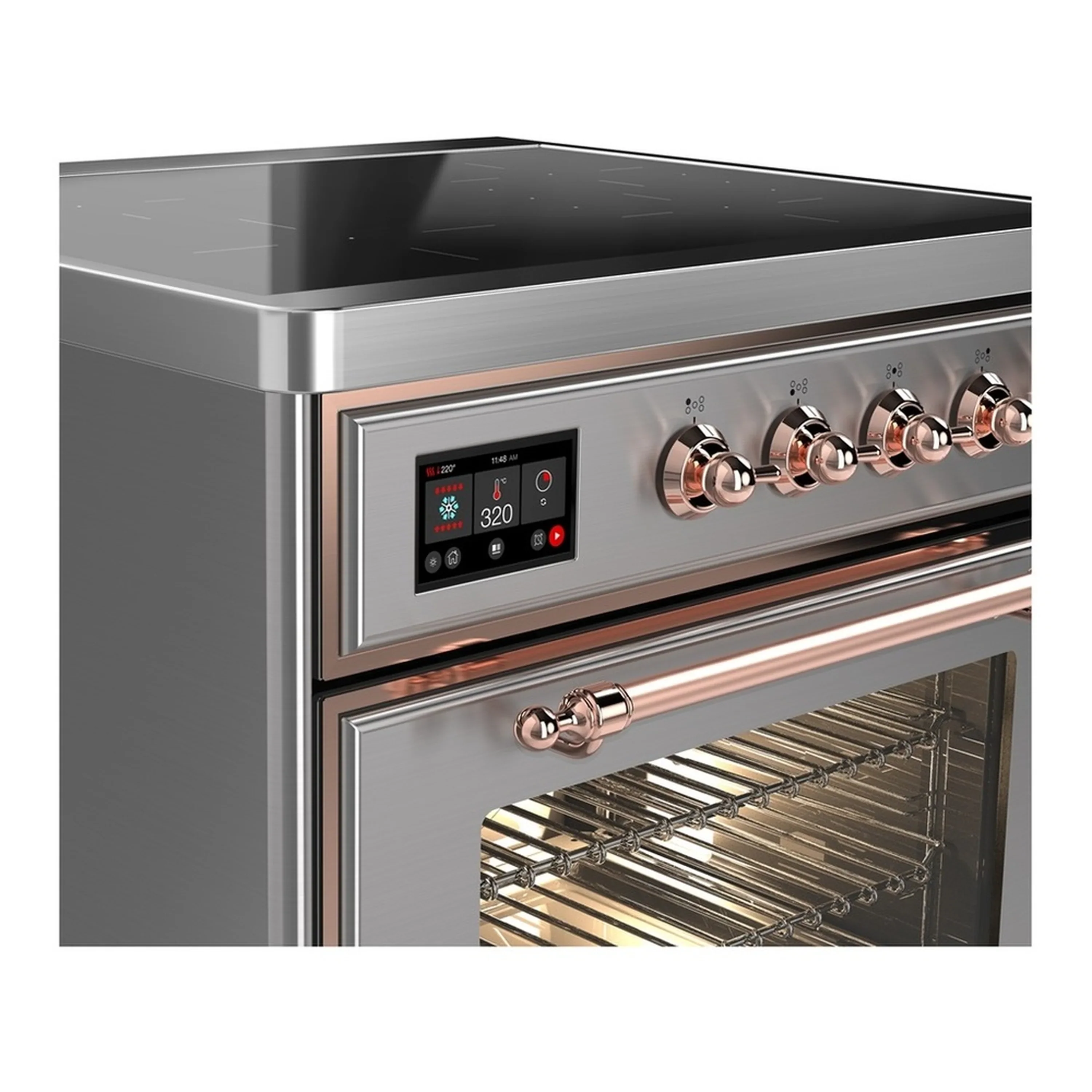 ILVE Majestic III 30-Inch Induction Range with 4 Induction Elements and Triple Glass Door Electric Oven in Stainless Steel with Copper Trim (UMIB30NR3SSP) - Image 4
