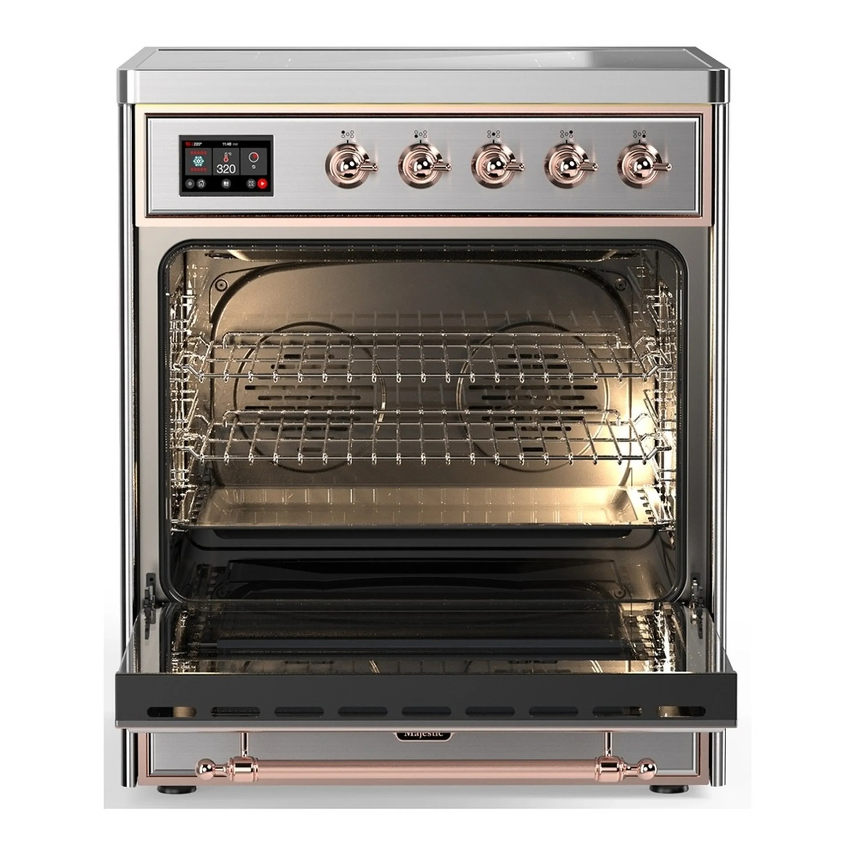 ILVE Majestic III 30-Inch Induction Range with 4 Induction Elements and Solid Door Electric Oven in Stainless Steel with Copper Trim (UMIB30QNR3SSP) - Image 3