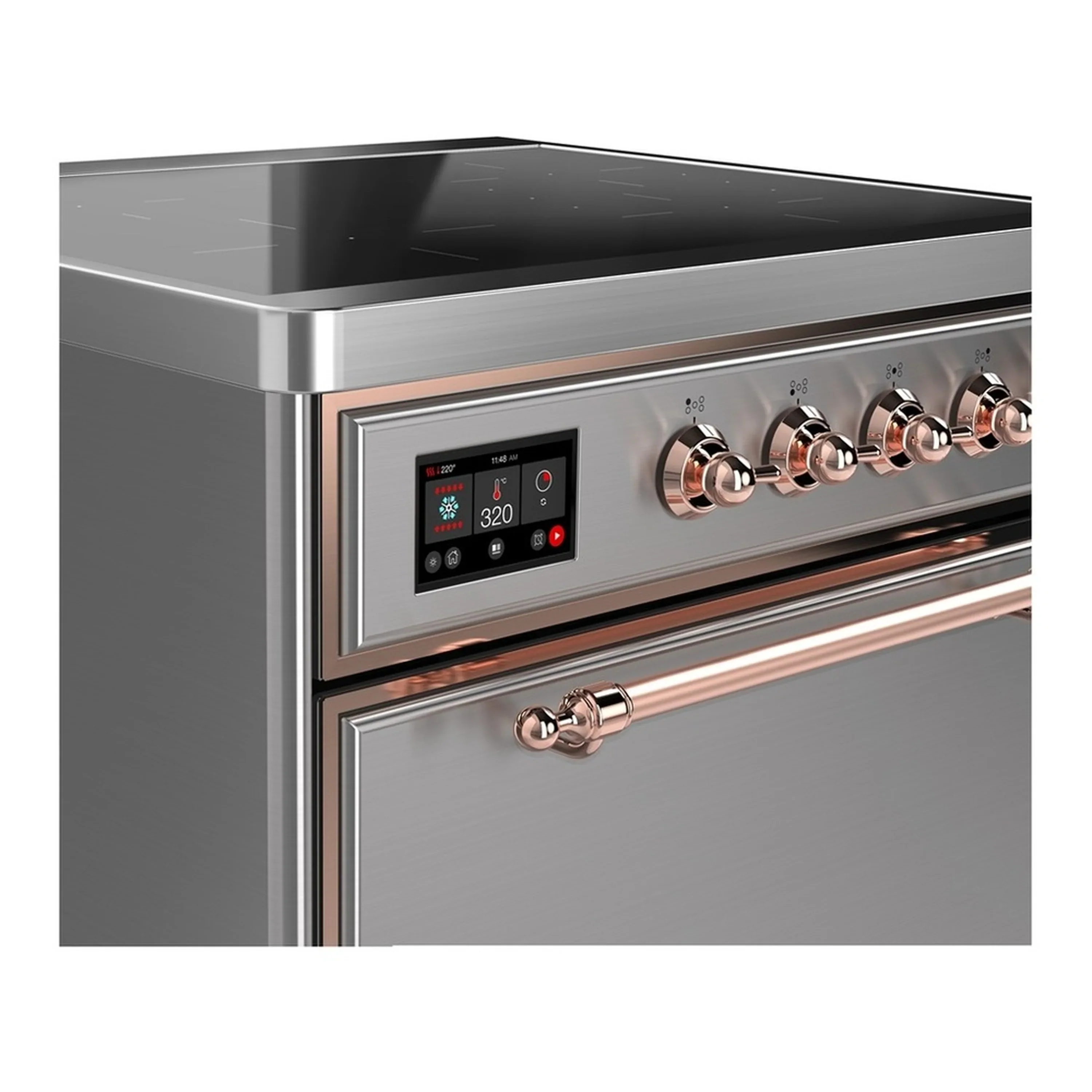 ILVE Majestic III 30-Inch Induction Range with 4 Induction Elements and Solid Door Electric Oven in Stainless Steel with Copper Trim (UMIB30QNR3SSP) - Image 4
