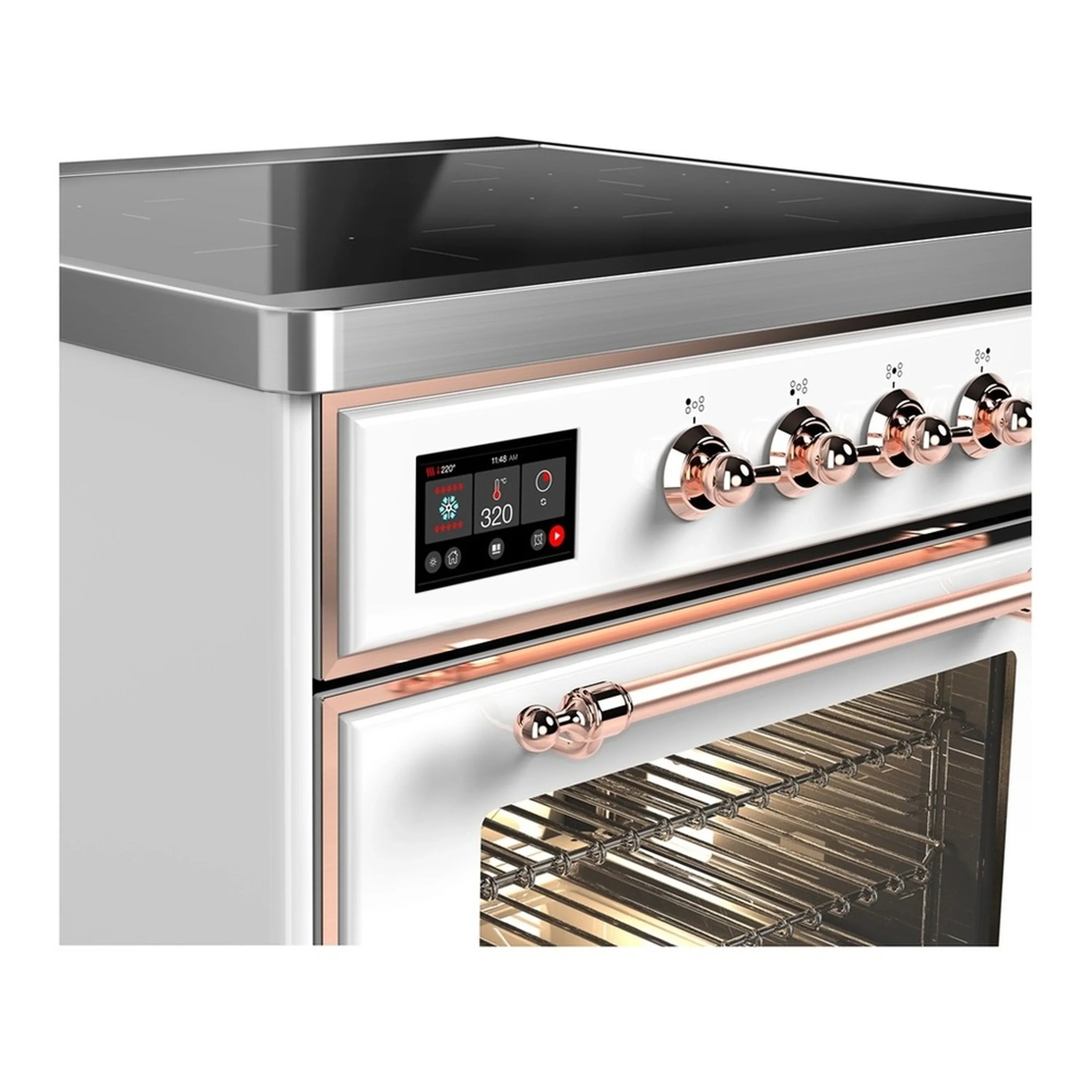 ILVE Majestic III 30-Inch Induction Range with 4 Induction Elements and Triple Glass Door Electric Oven in White with Copper Trim (UMIB30NR3WHP) - Image 4