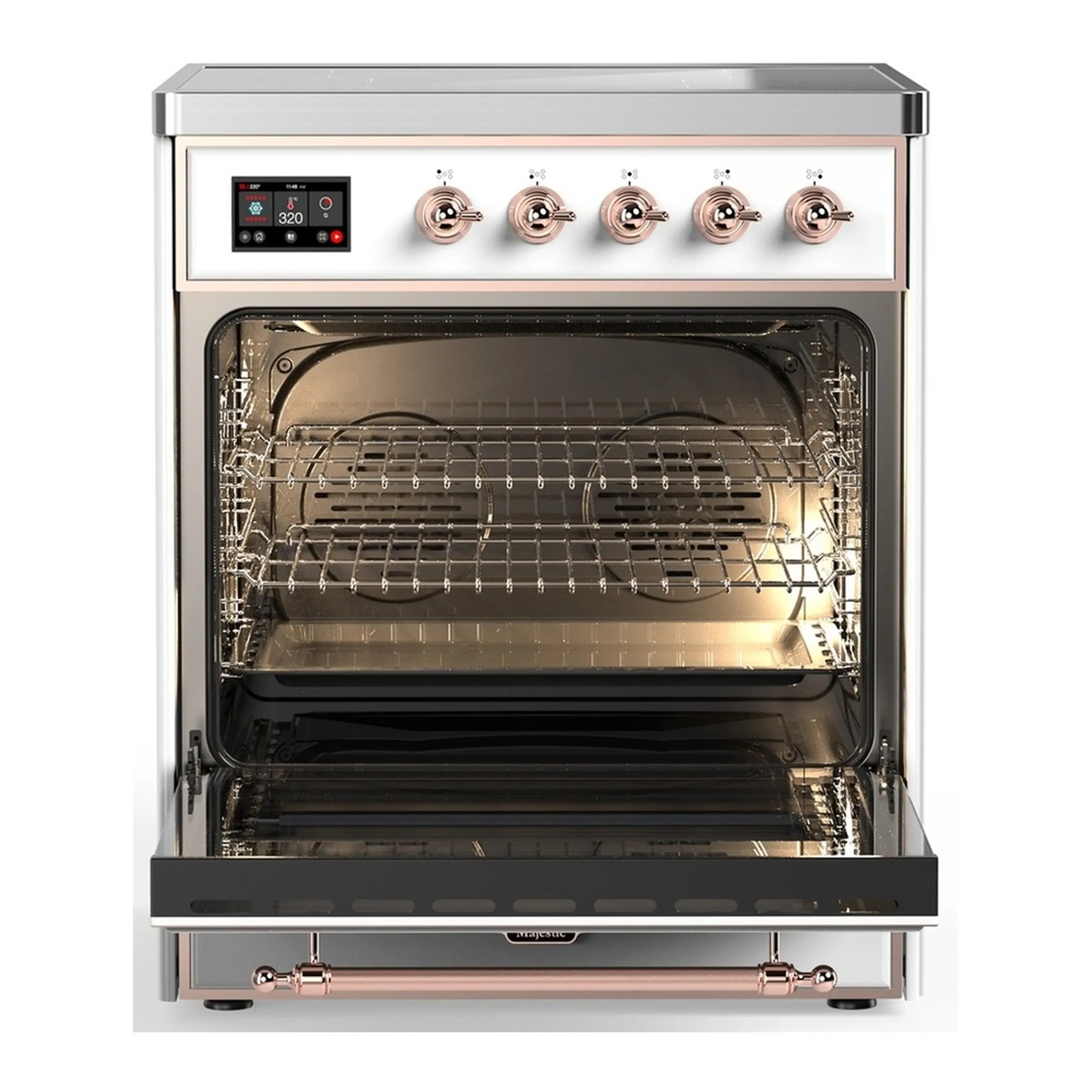 ILVE Majestic III 30-Inch Induction Range with 4 Induction Elements and Solid Door Electric Oven in White with Copper Trim (UMIB30QNR3WHP) - Image 3