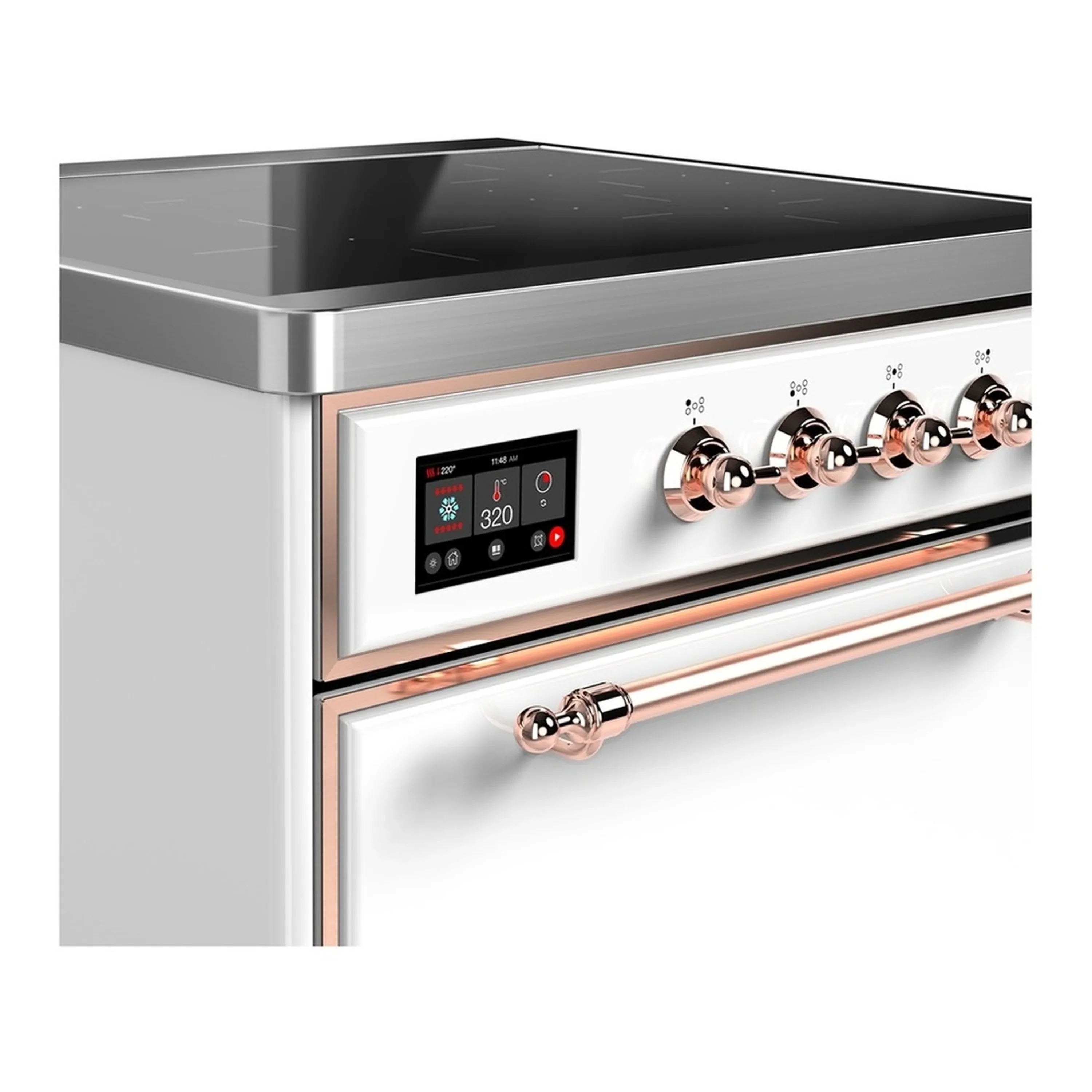 ILVE Majestic III 30-Inch Induction Range with 4 Induction Elements and Solid Door Electric Oven in White with Copper Trim (UMIB30QNR3WHP) - Image 4