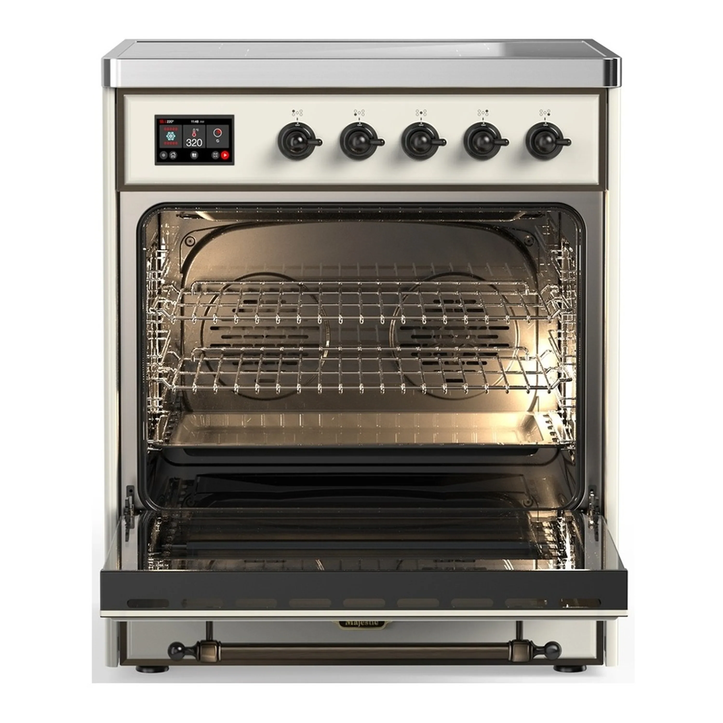 ILVE Majestic III 30-Inch Induction Range with 4 Induction Elements and Triple Glass Door Electric Oven in Antique White with Burnished Trim (UMIB30NR3AWB) - Image 3