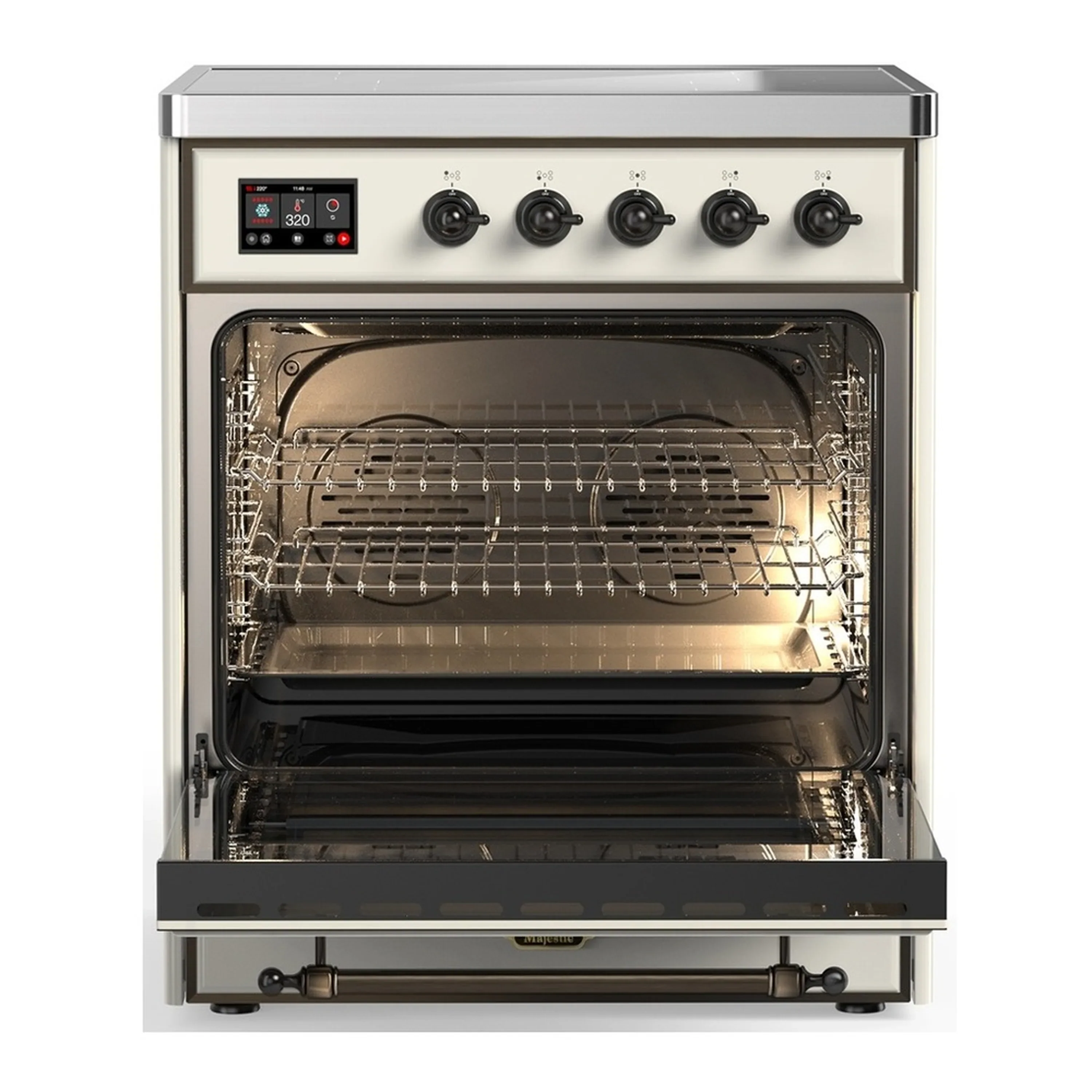 ILVE Majestic III 30-Inch Induction Range with 4 Induction Elements and Solid Door Electric Oven in Antique White with Burnished Trim (UMIB30QNR3AWB) - Image 3