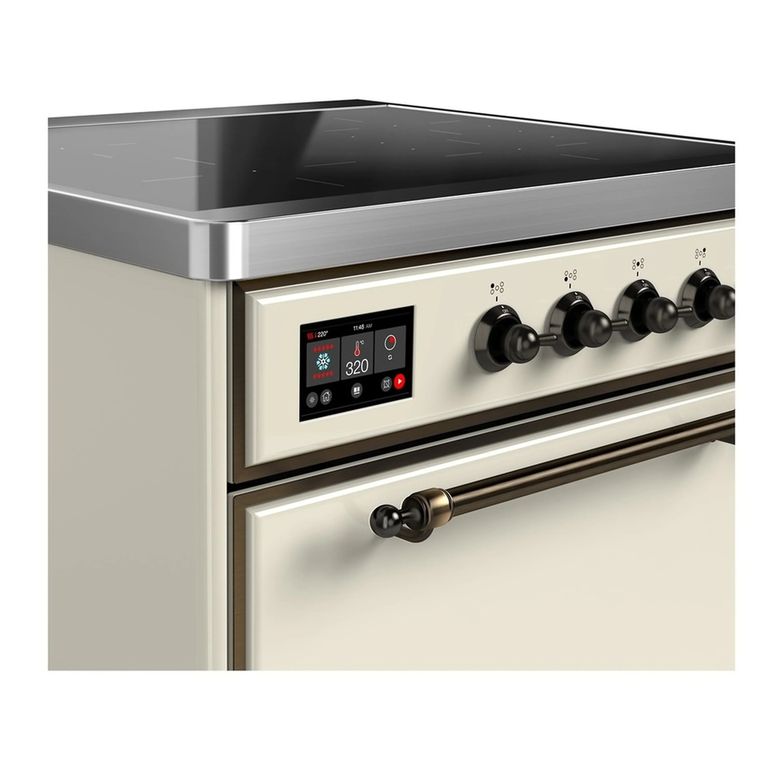 ILVE Majestic III 30-Inch Induction Range with 4 Induction Elements and Solid Door Electric Oven in Antique White with Burnished Trim (UMIB30QNR3AWB) - Image 4