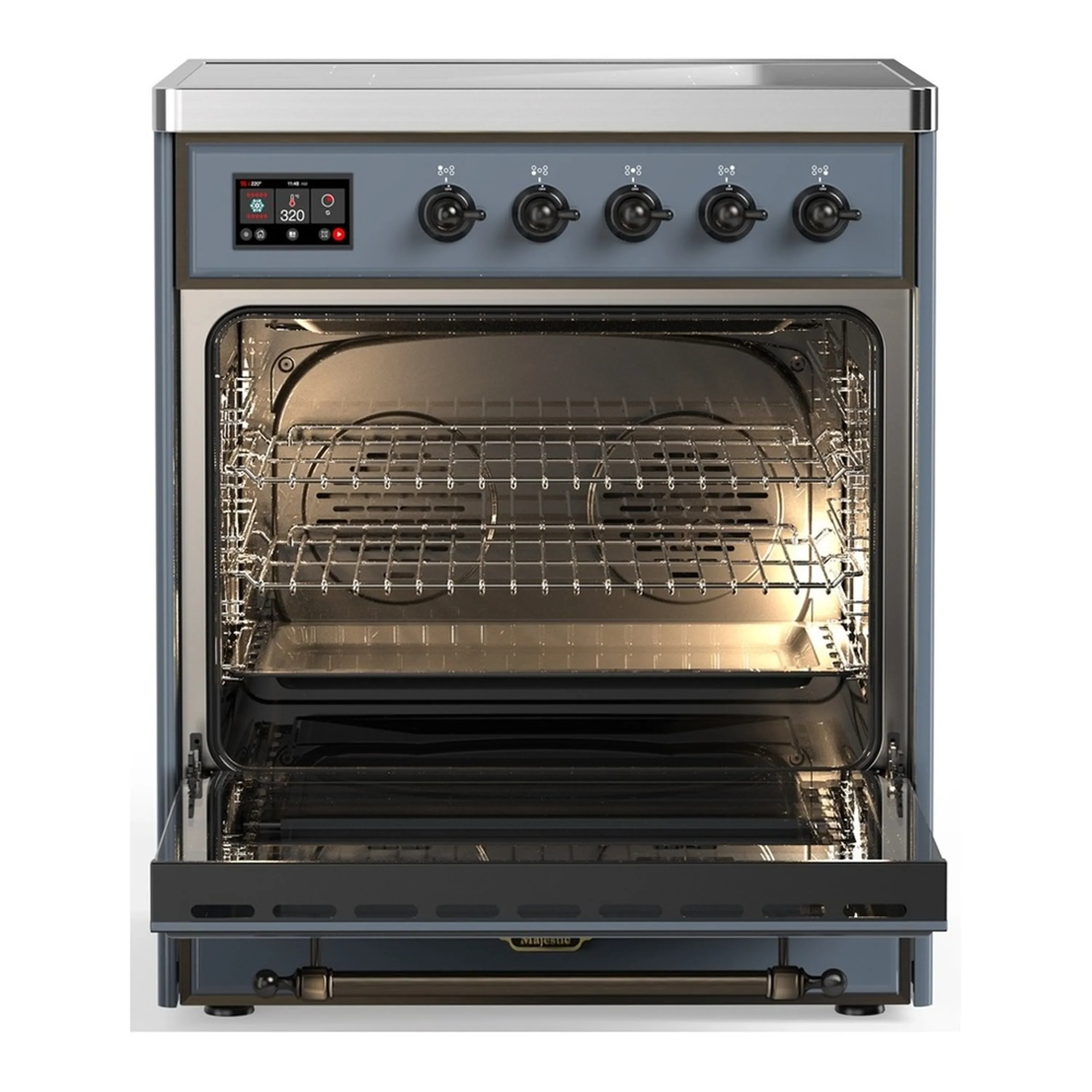 ILVE Majestic III 30-Inch Induction Range with 4 Induction Elements and Triple Glass Door Electric Oven in Blue Grey with Burnished Trim (UMIB30NR3BGB) - Image 3