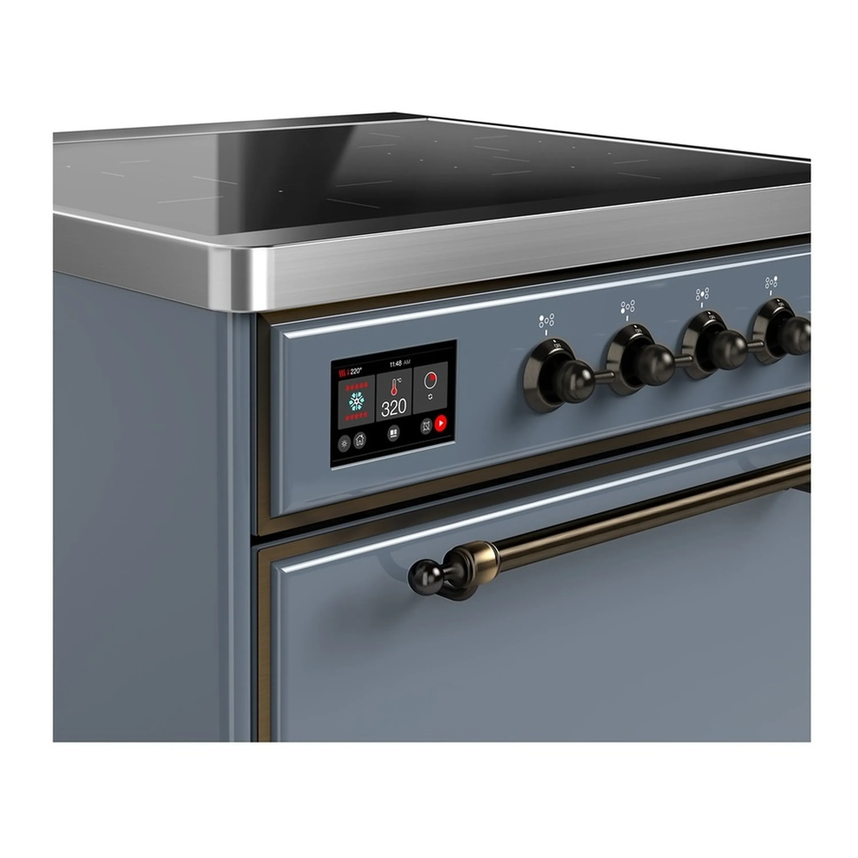 ILVE Majestic III 30-Inch Induction Range with 4 Induction Elements and Solid Door Electric Oven in Blue Grey with Burnished Trim (UMIB30QNR3BGB) - Image 4