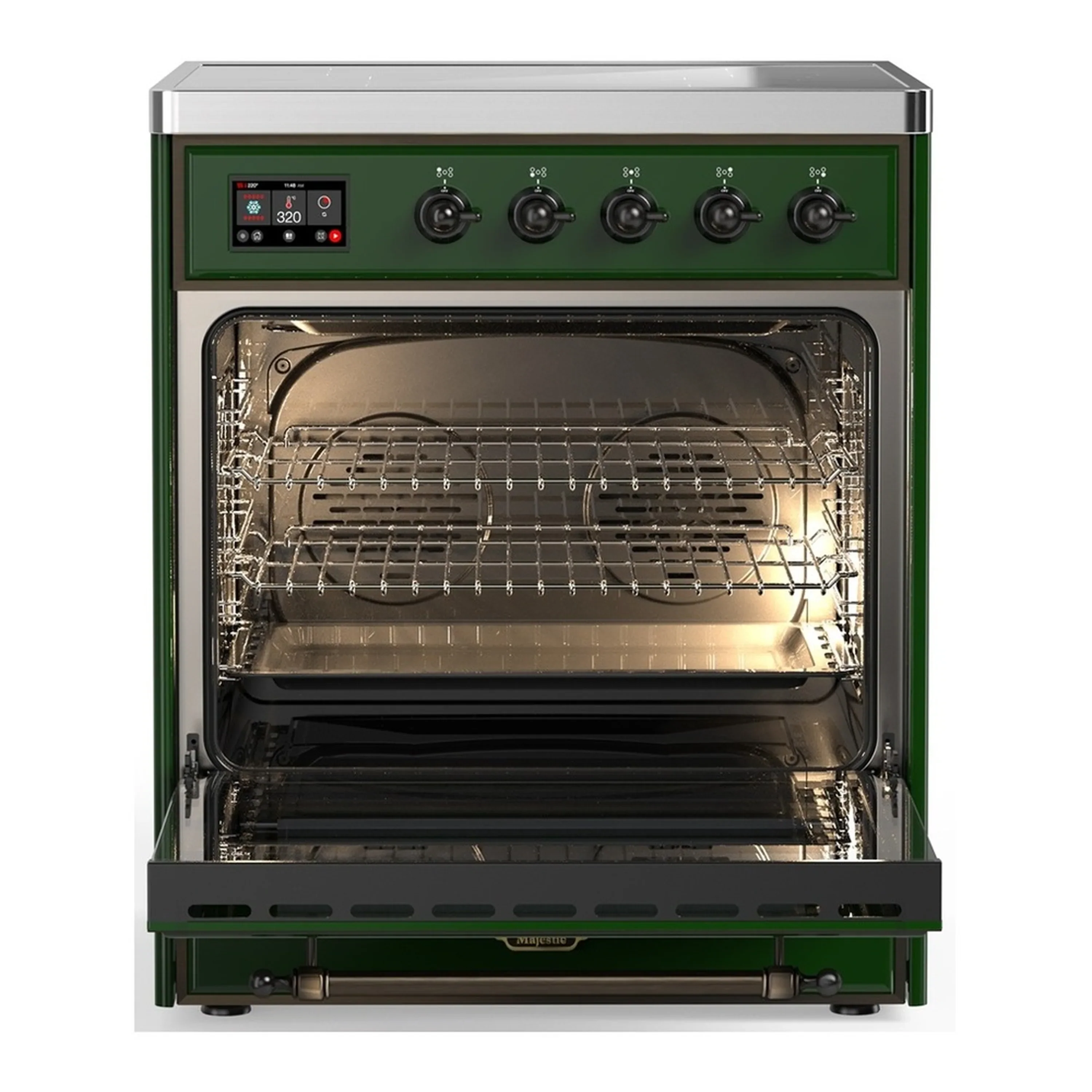ILVE Majestic III 30-Inch Induction Range with 4 Induction Elements and Triple Glass Door Electric Oven in Emerald Green with Burnished Trim (UMIB30NR3EGB) - Image 3