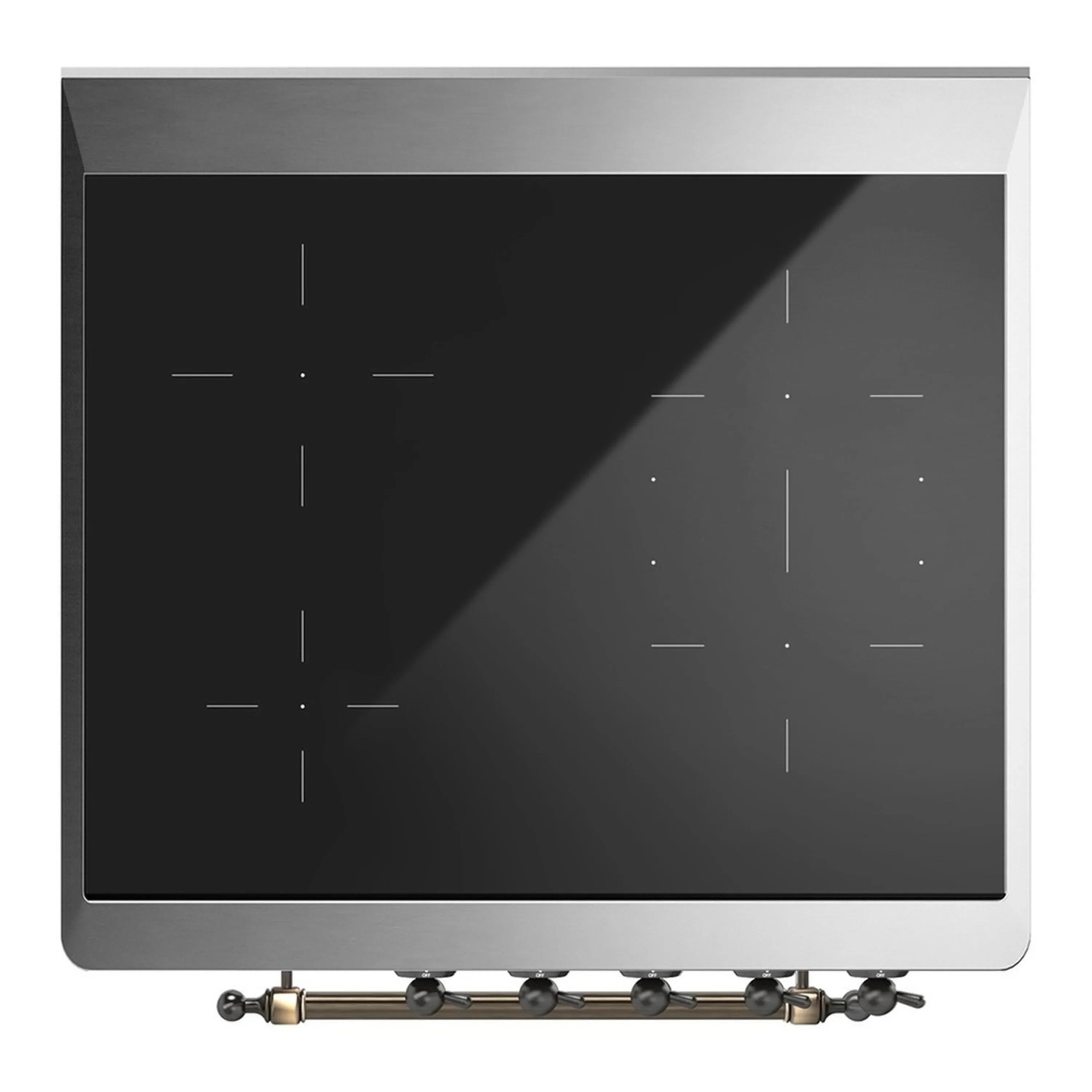 ILVE Majestic III 30-Inch Induction Range with 4 Induction Elements and Solid Door Electric Oven in Glossy Black with Burnished Trim (UMIB30QNR3BKB) - Image 2
