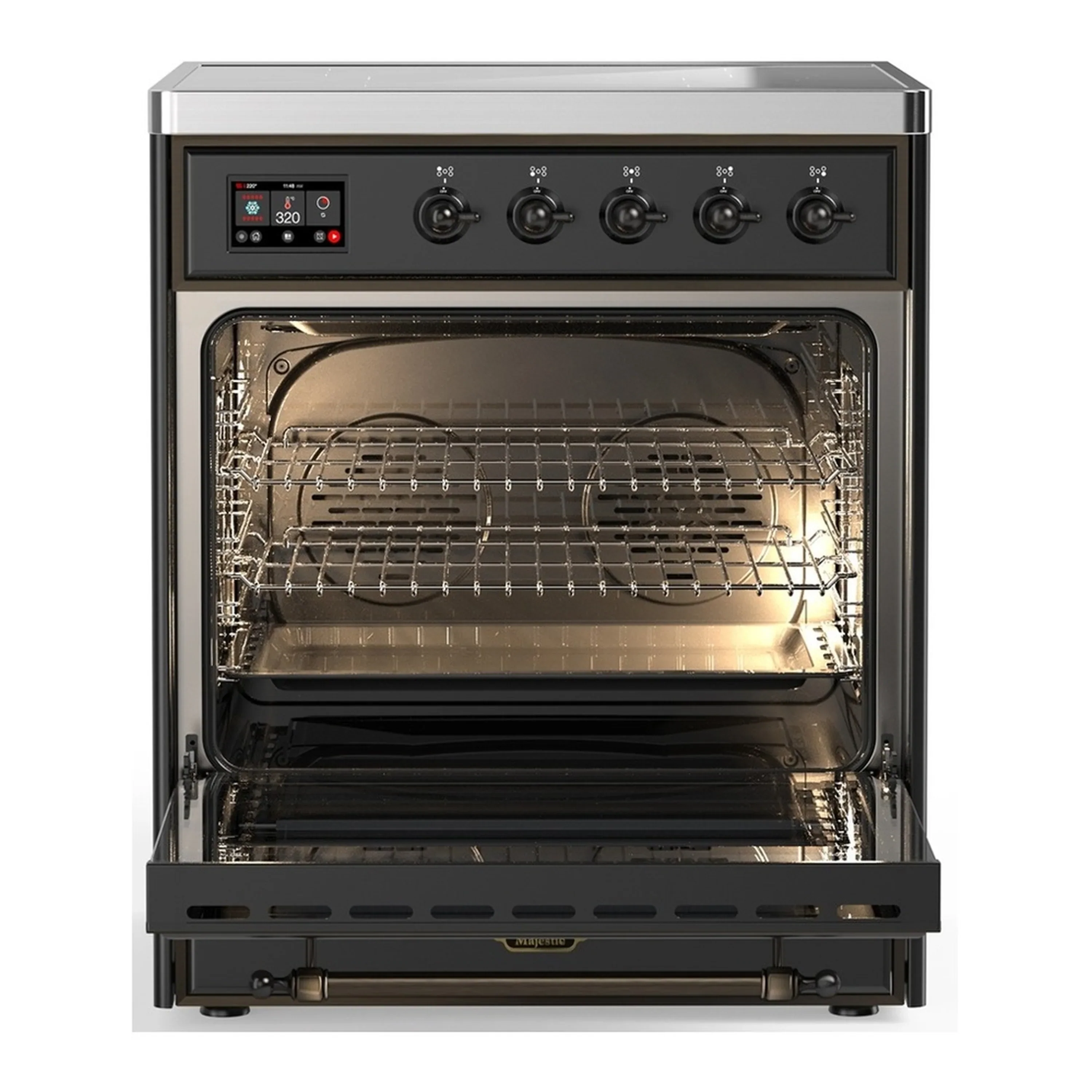 ILVE Majestic III 30-Inch Induction Range with 4 Induction Elements and Triple Glass Door Electric Oven in Matte Graphite with Burnished Trim (UMIB30NR3MGB) - Image 3