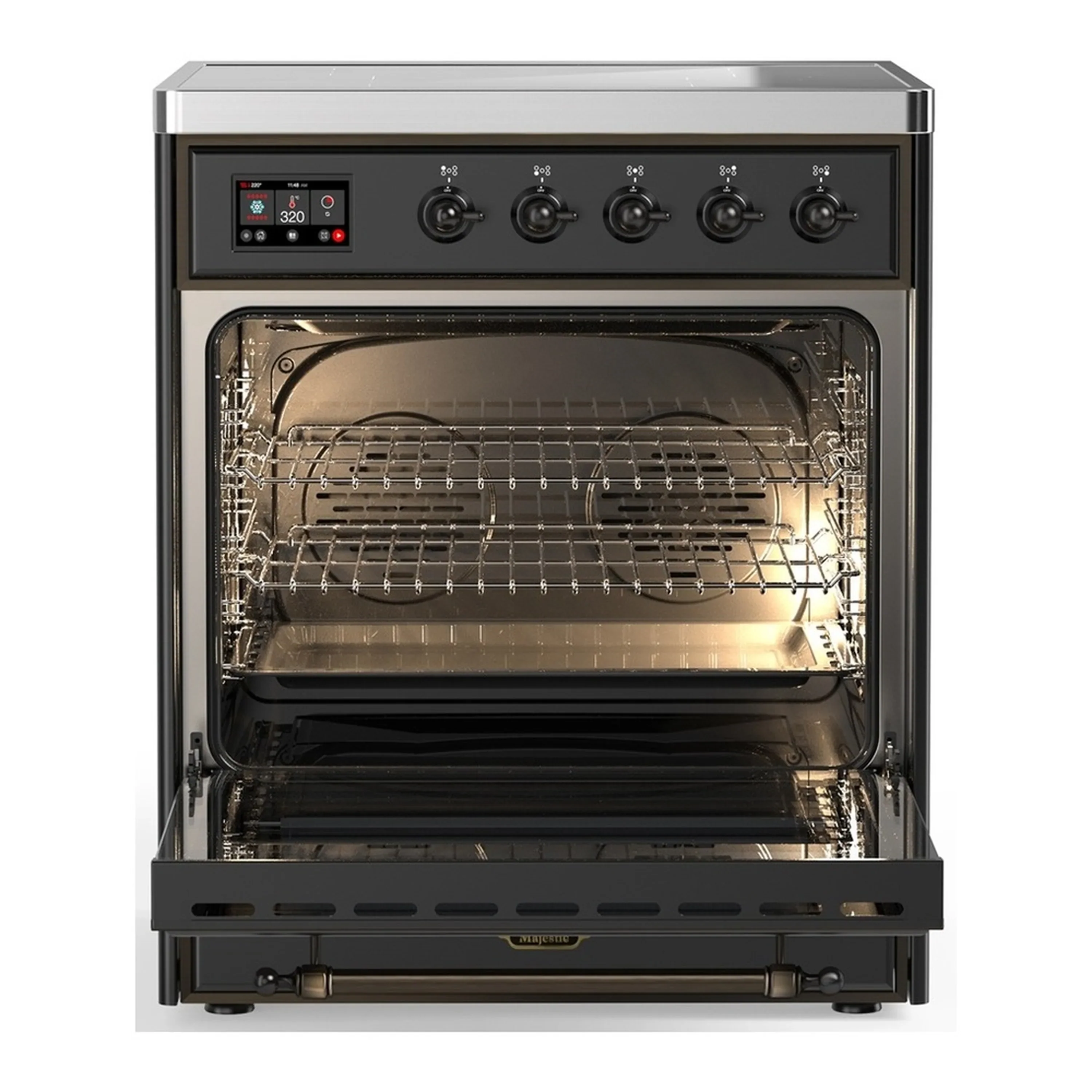 ILVE Majestic III 30-Inch Induction Range with 4 Induction Elements and Solid Door Electric Oven in Matte Graphite with Burnished Trim (UMIB30QNR3MGB) - Image 3