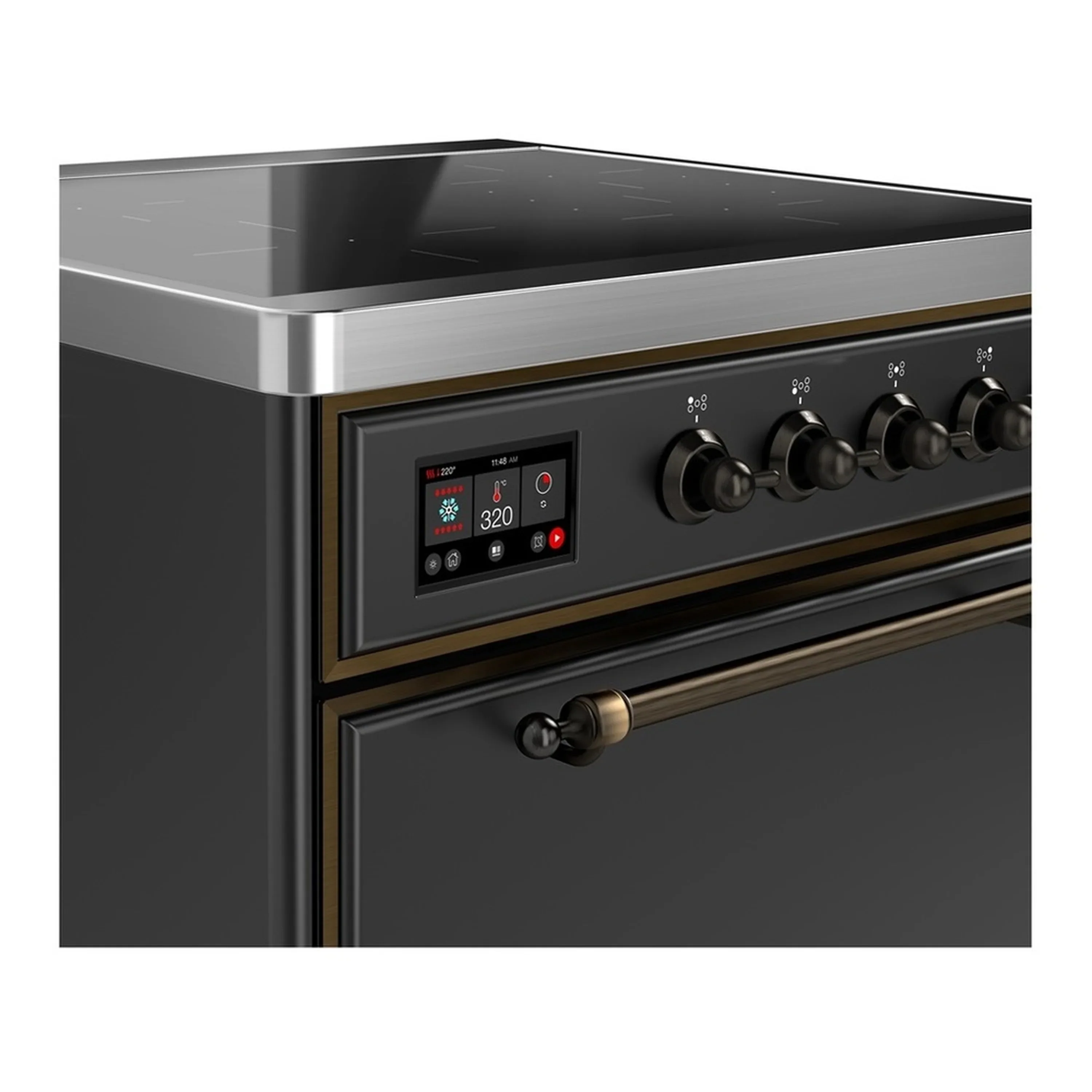 ILVE Majestic III 30-Inch Induction Range with 4 Induction Elements and Solid Door Electric Oven in Matte Graphite with Burnished Trim (UMIB30QNR3MGB) - Image 4