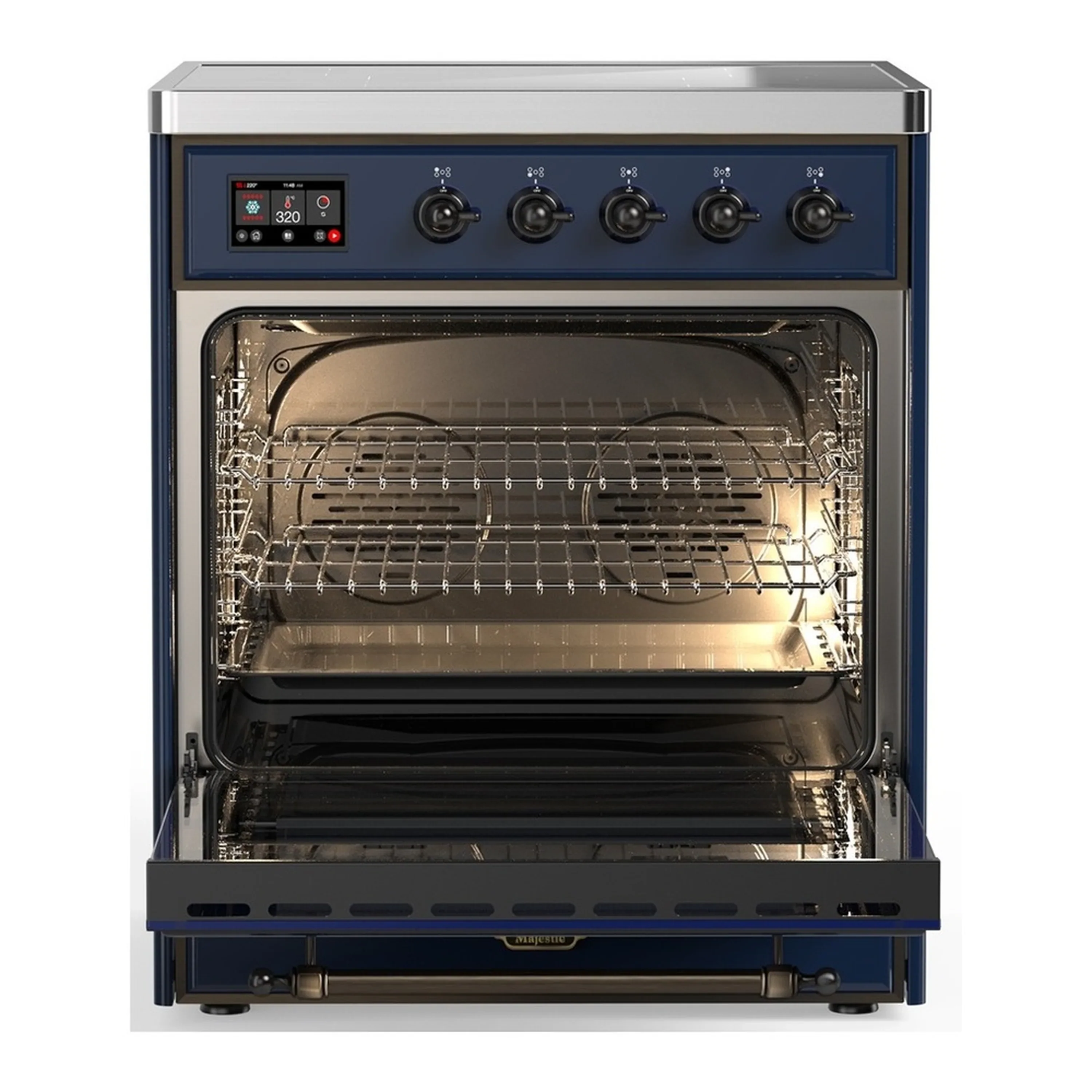 ILVE Majestic III 30-Inch Induction Range with 4 Induction Elements and Triple Glass Door Electric Oven in Mightnight Blue with Burnished Trim (UMIB30NR3MBB) - Image 3