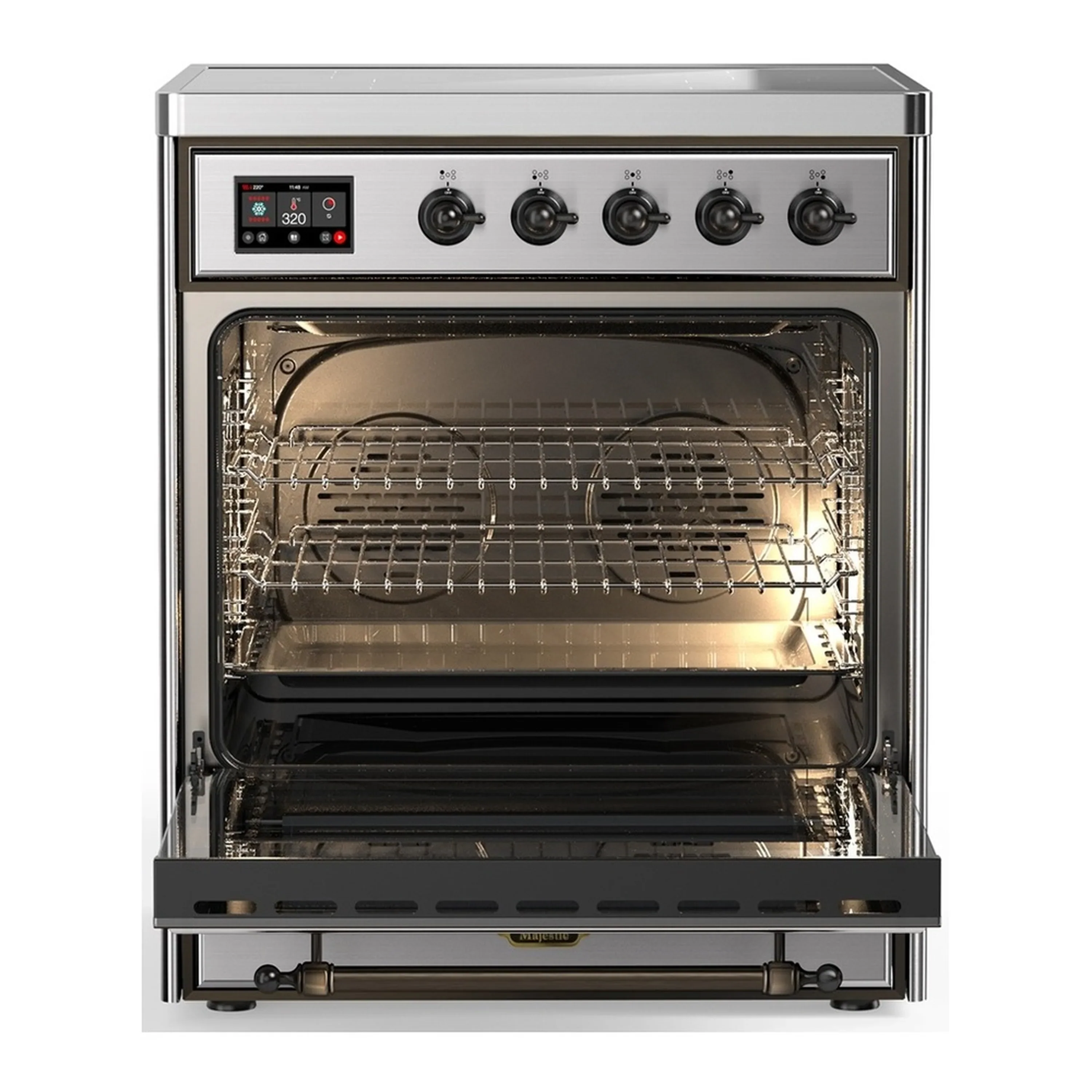 ILVE Majestic III 30-Inch Induction Range with 4 Induction Elements and Triple Glass Door Electric Oven in Stainless Steel with Burnished Trim (UMIB30NR3SSB) - Image 3