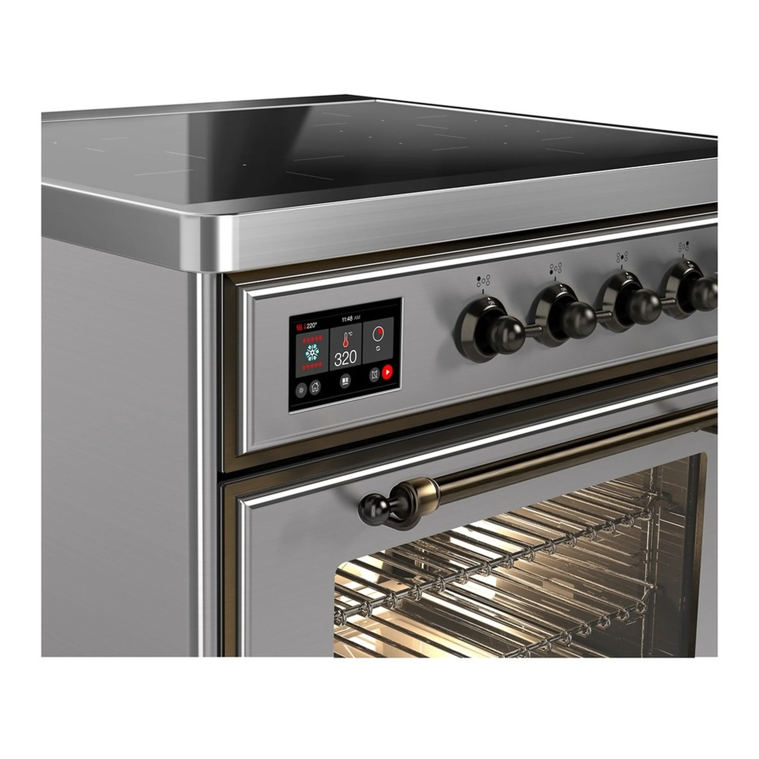 ILVE Majestic III 30-Inch Induction Range with 4 Induction Elements and Triple Glass Door Electric Oven in Stainless Steel with Burnished Trim (UMIB30NR3SSB) - Image 4