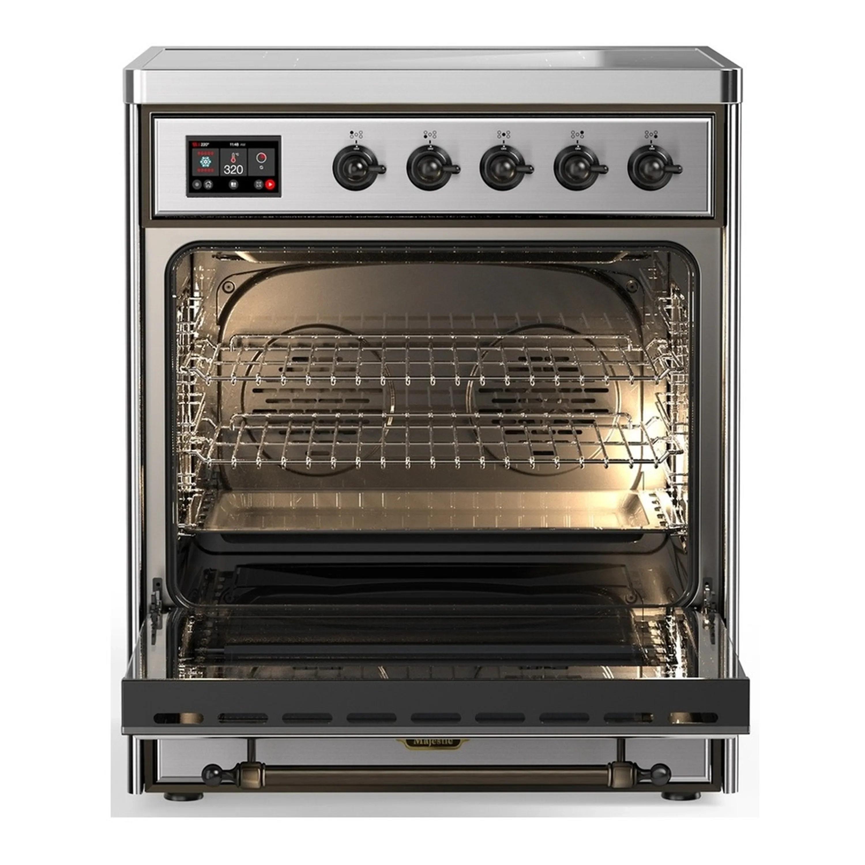 ILVE Majestic III 30-Inch Induction Range with 4 Induction Elements and Solid Door Electric Oven in Stainless Steel with Burnished Trim (UMIB30QNR3SSB) - Image 3
