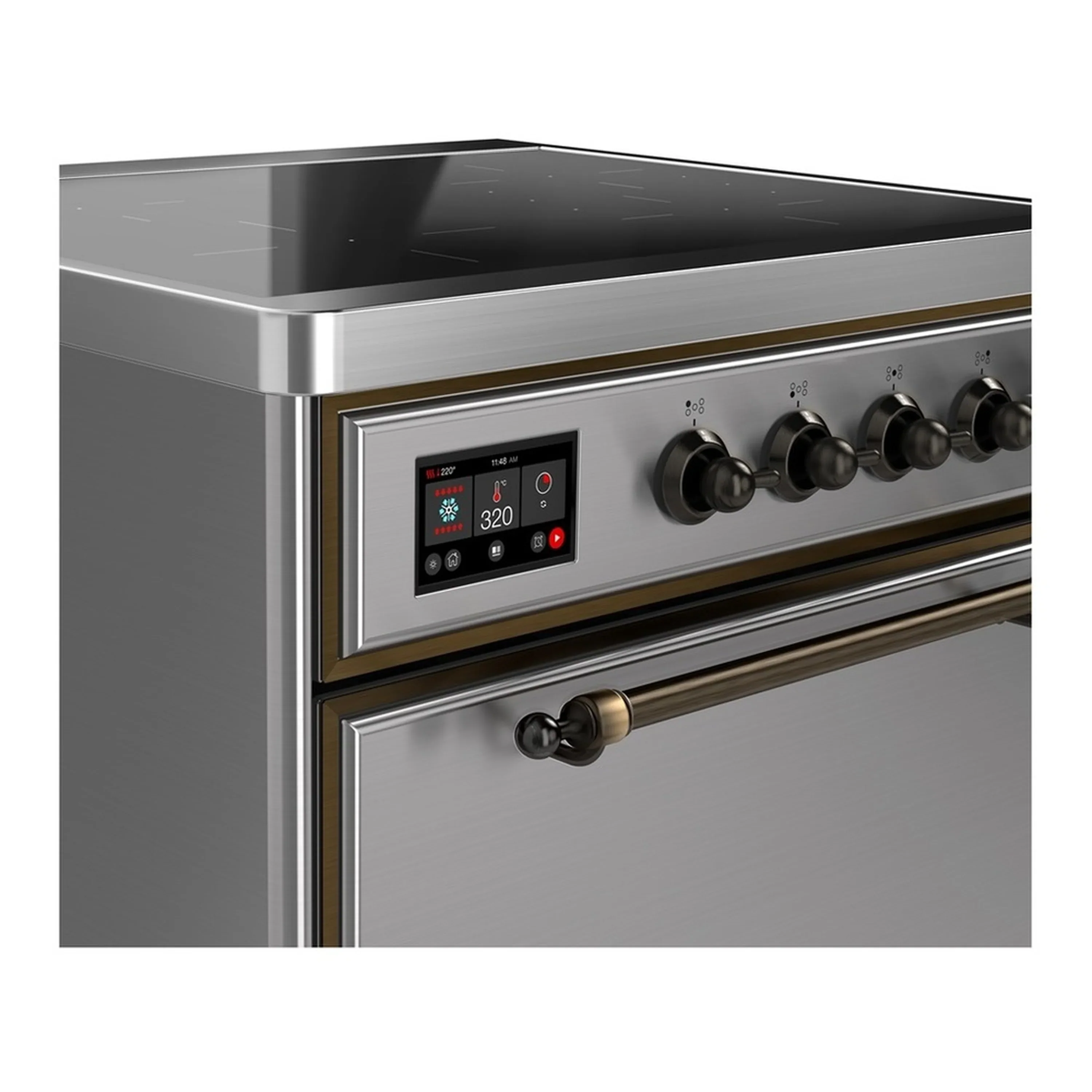 ILVE Majestic III 30-Inch Induction Range with 4 Induction Elements and Solid Door Electric Oven in Stainless Steel with Burnished Trim (UMIB30QNR3SSB) - Image 4