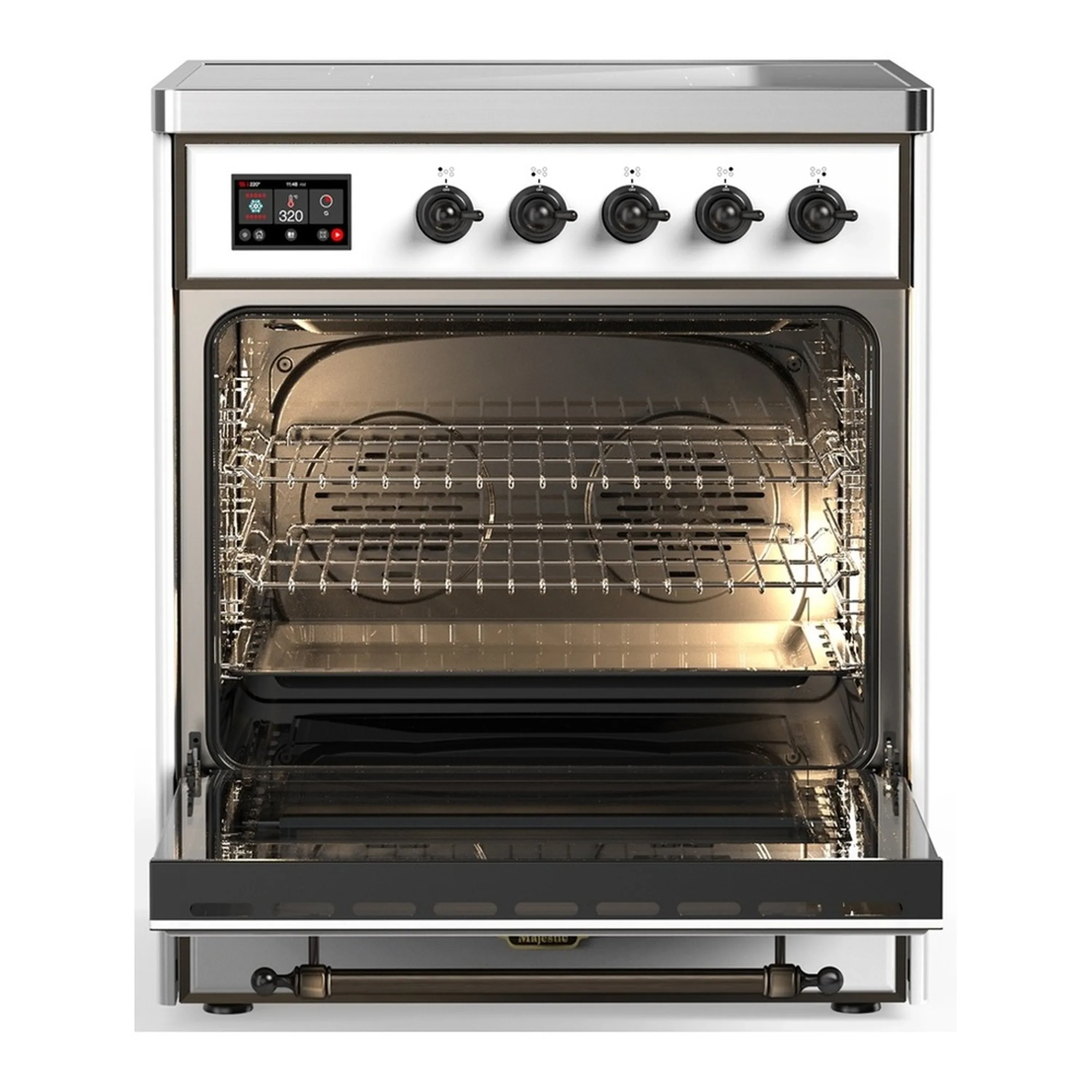 ILVE Majestic III 30-Inch Induction Range with 4 Induction Elements and Solid Door Electric Oven in White with Burnished Trim (UMIB30QNR3WHB) - Image 3