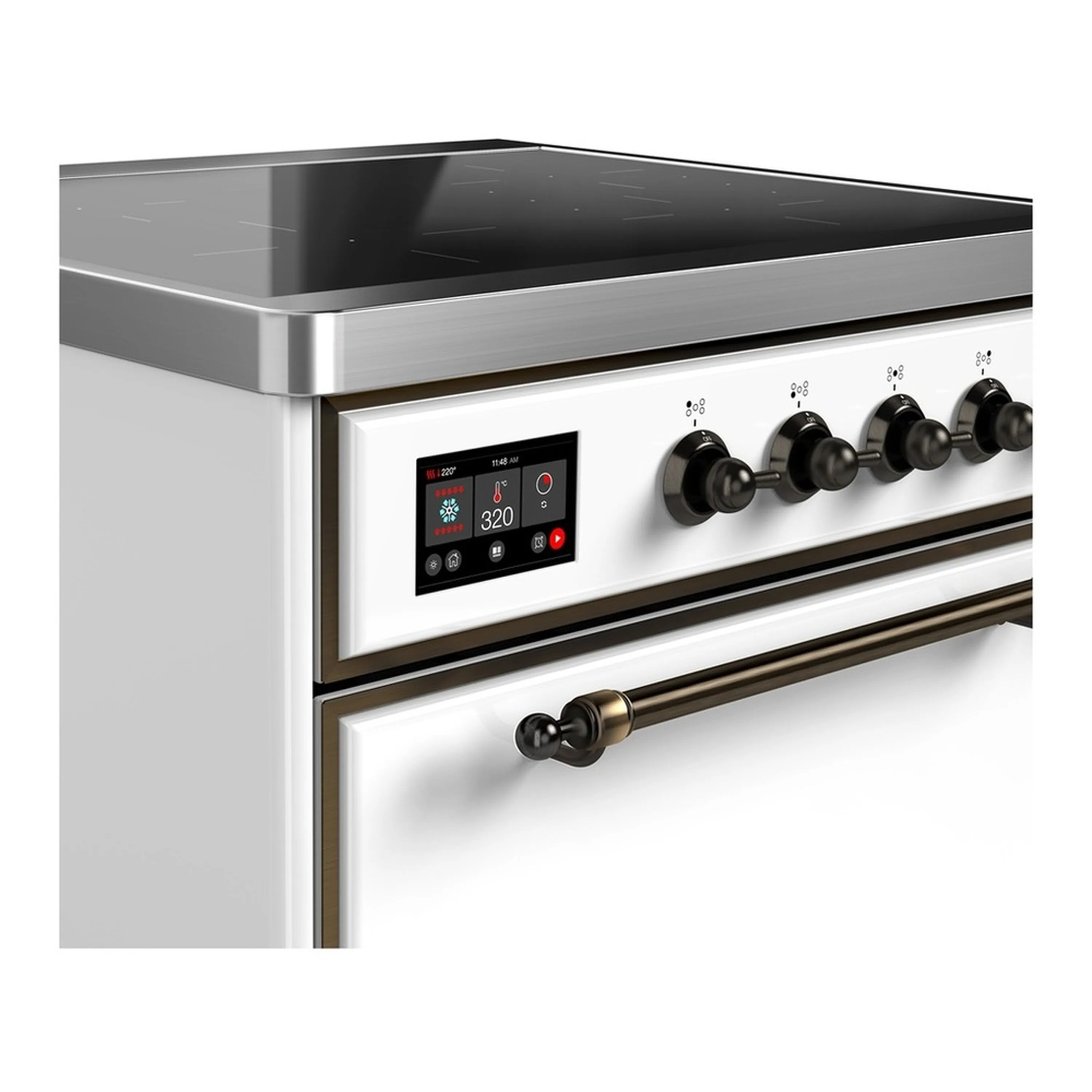 ILVE Majestic III 30-Inch Induction Range with 4 Induction Elements and Solid Door Electric Oven in White with Burnished Trim (UMIB30QNR3WHB) - Image 4