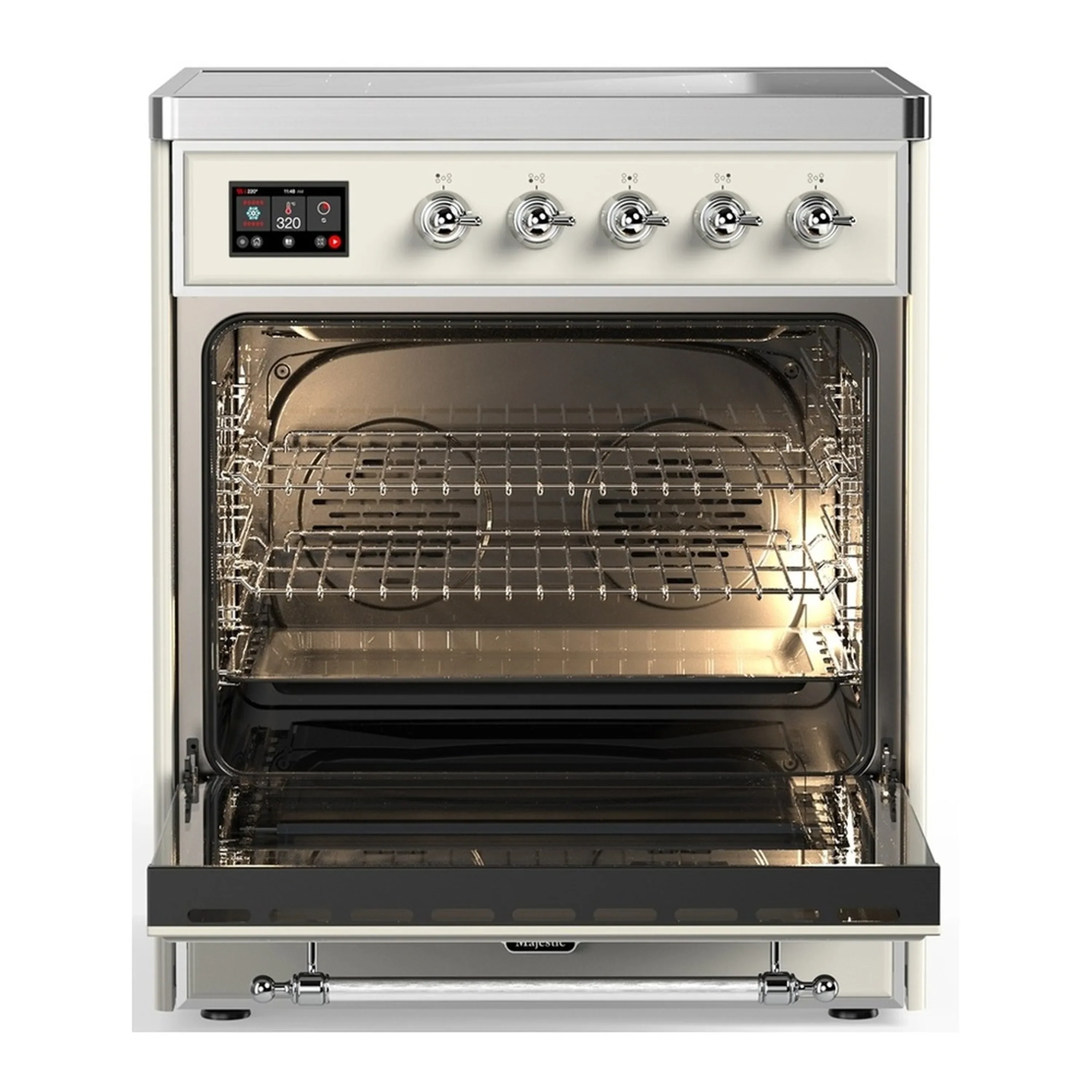 ILVE Majestic III 30-Inch Induction Range with 4 Induction Elements and Triple Glass Door Electric Oven in Antique White with Chrome Trim (UMIB30NR3AWC) - Image 3