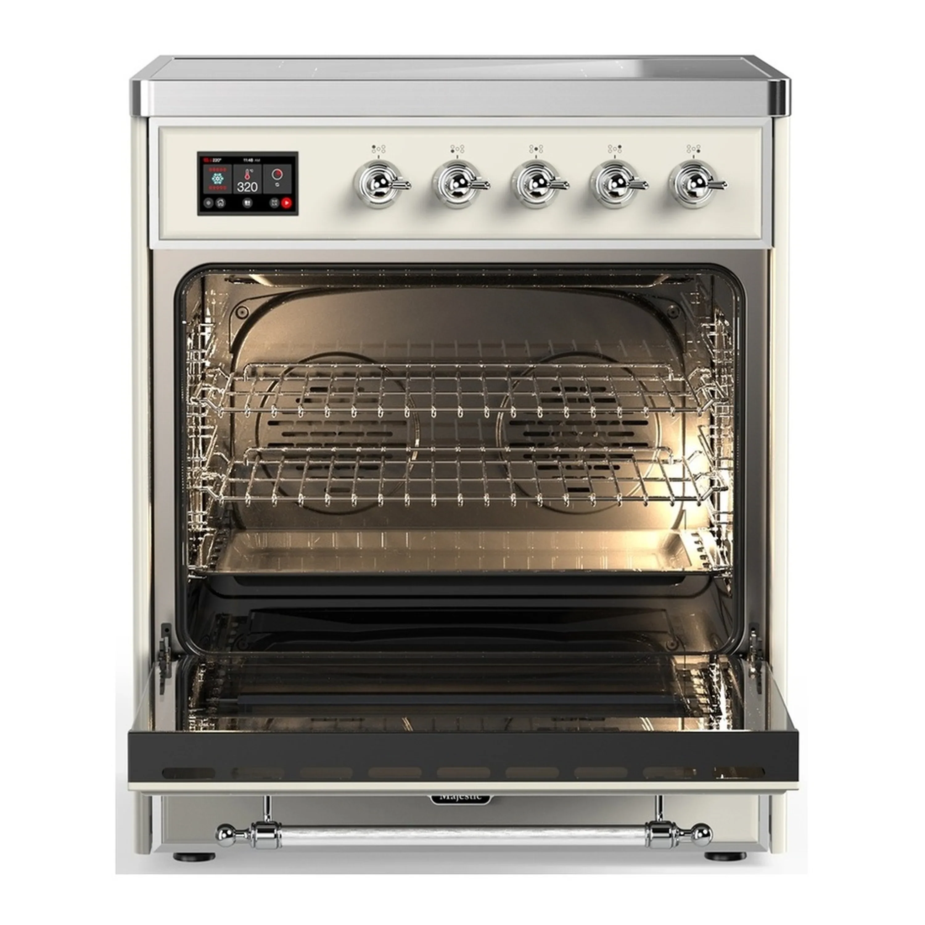 ILVE Majestic III 30-Inch Induction Range with 4 Induction Elements and Solid Door Electric Oven in Antique White with Chrome Trim (UMIB30QNR3AWC) - Image 3