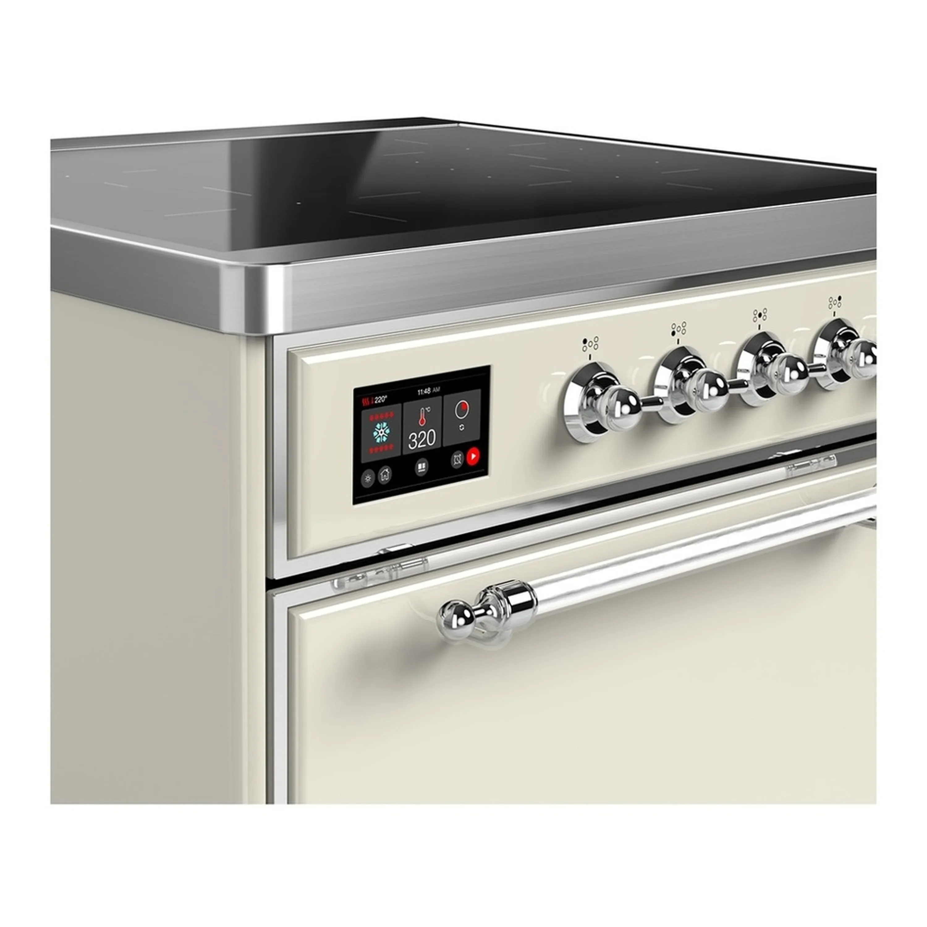 ILVE Majestic III 30-Inch Induction Range with 4 Induction Elements and Solid Door Electric Oven in Antique White with Chrome Trim (UMIB30QNR3AWC) - Image 4