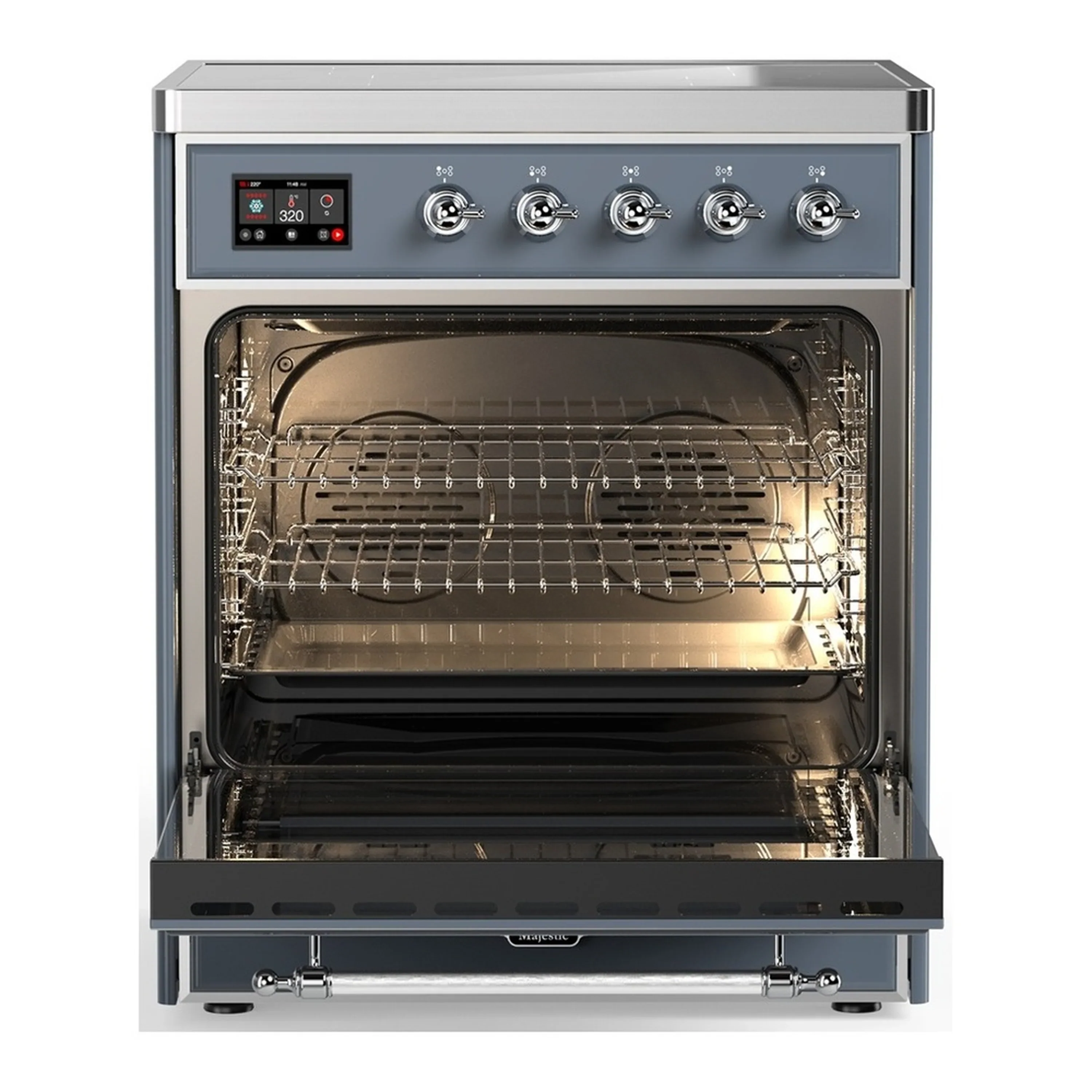 ILVE Majestic III 30-Inch Induction Range with 4 Induction Elements and Triple Glass Door Electric Oven in Blue Grey with Chrome Trim (UMIB30NR3BGC) - Image 3