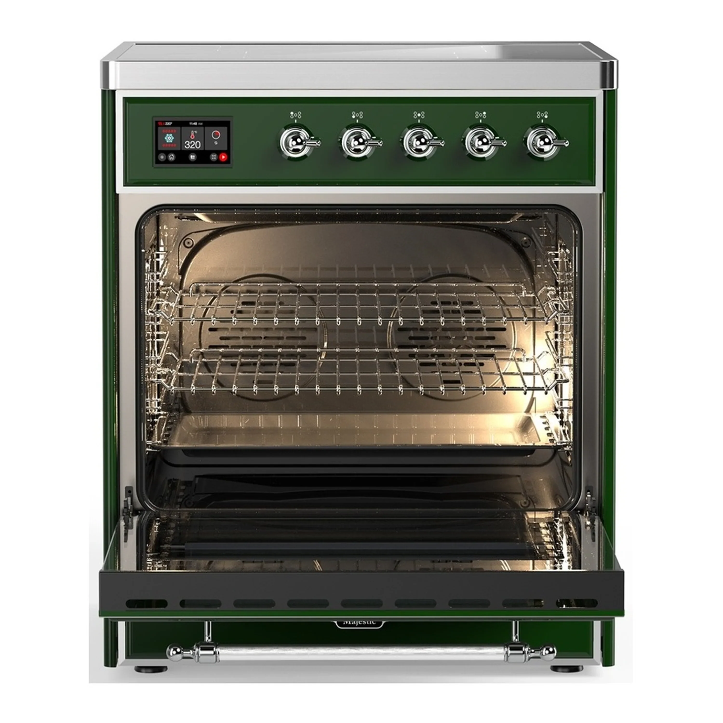 ILVE Majestic III 30-Inch Induction Range with 4 Induction Elements and Triple Glass Door Electric Oven in Emerald Green with Chrome Trim (UMIB30NR3EGC) - Image 3