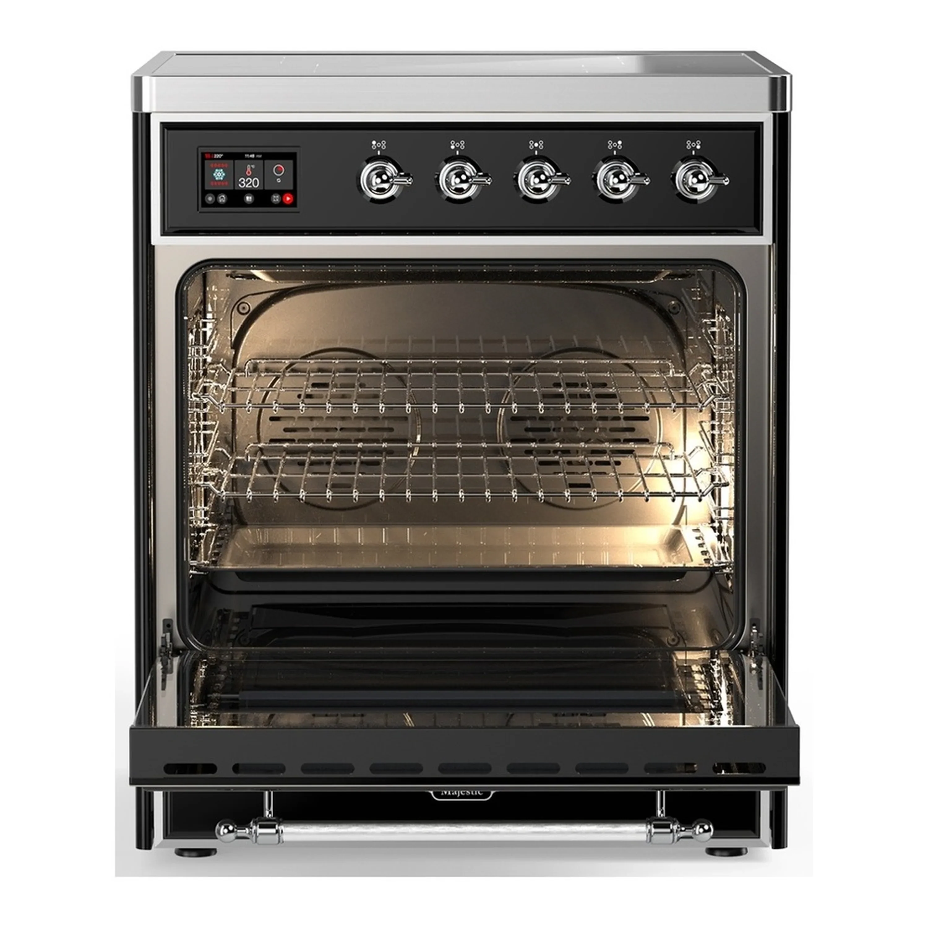 ILVE Majestic III 30-Inch Induction Range with 4 Induction Elements and Triple Glass Door Electric Oven in Glossy Black with Chrome Trim (UMIB30NR3BKC) - Image 3