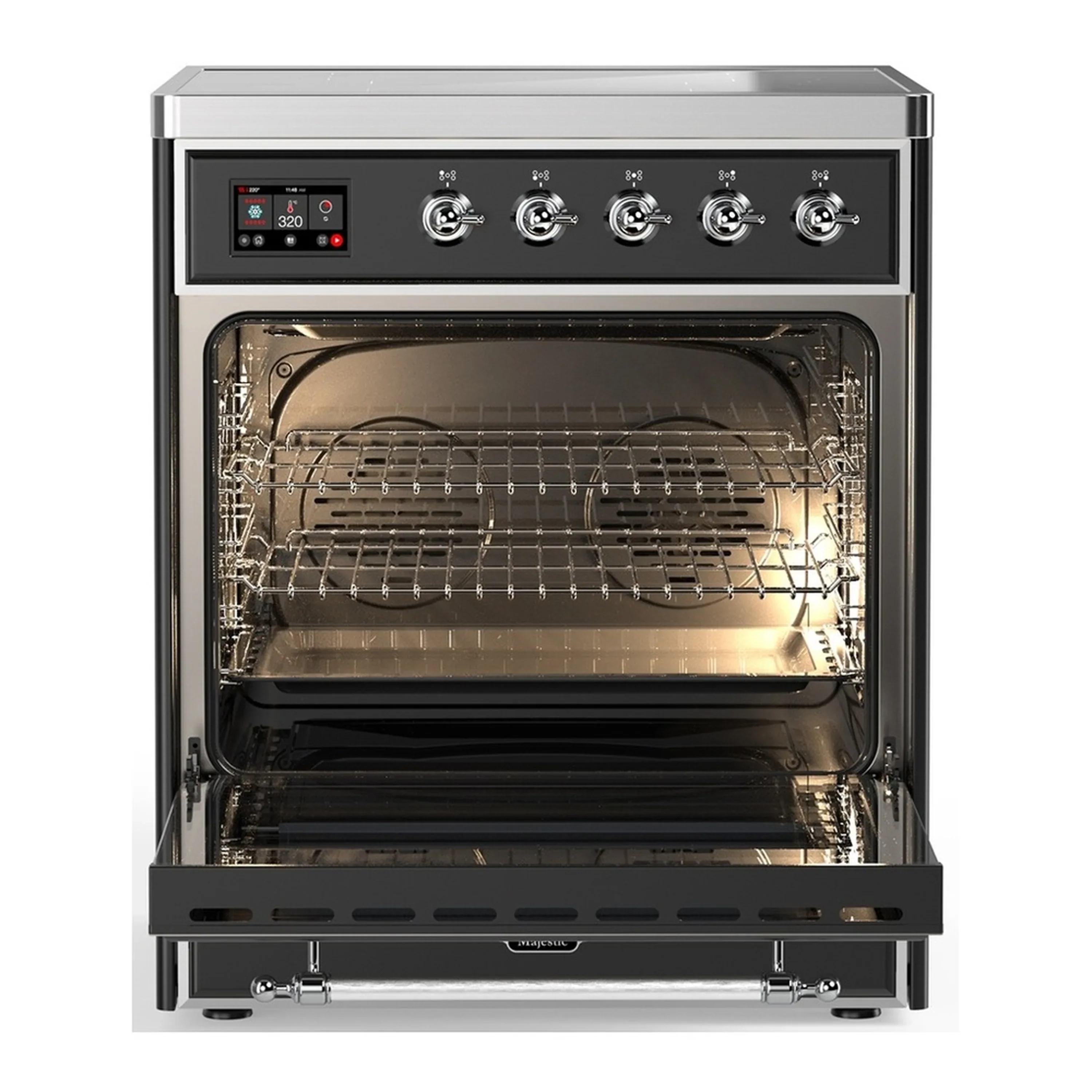 ILVE Majestic III 30-Inch Induction Range with 4 Induction Elements and Triple Glass Door Electric Oven in Matte Graphite with Chrome Trim (UMIB30NR3MGC) - Image 3