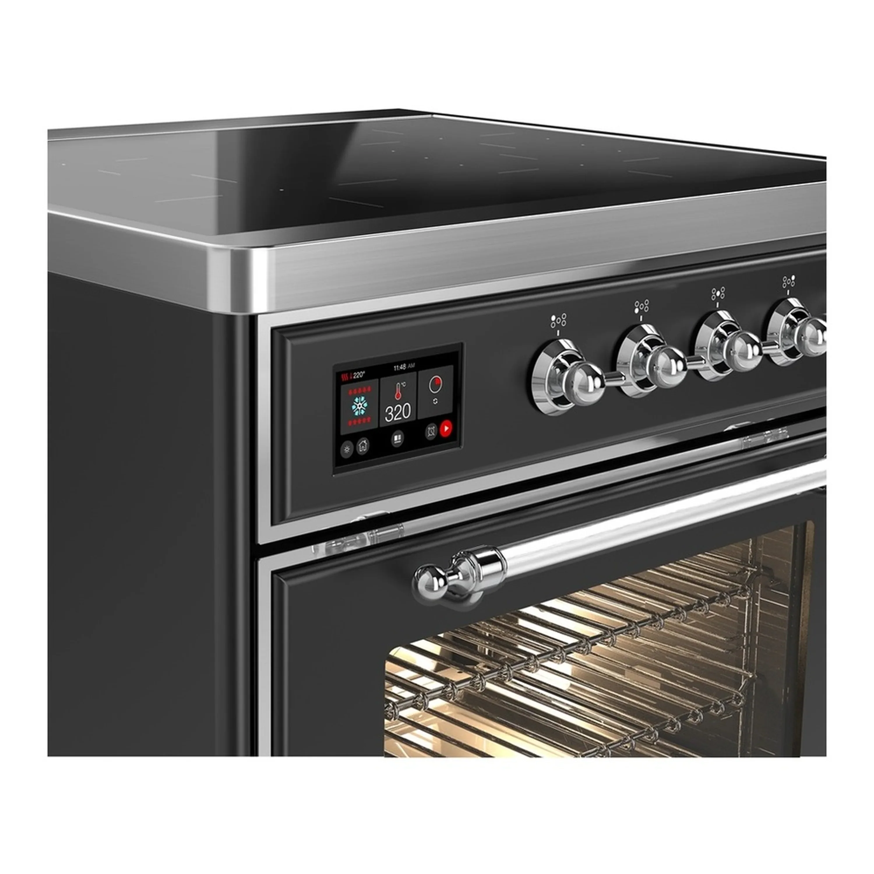 ILVE Majestic III 30-Inch Induction Range with 4 Induction Elements and Triple Glass Door Electric Oven in Matte Graphite with Chrome Trim (UMIB30NR3MGC) - Image 4
