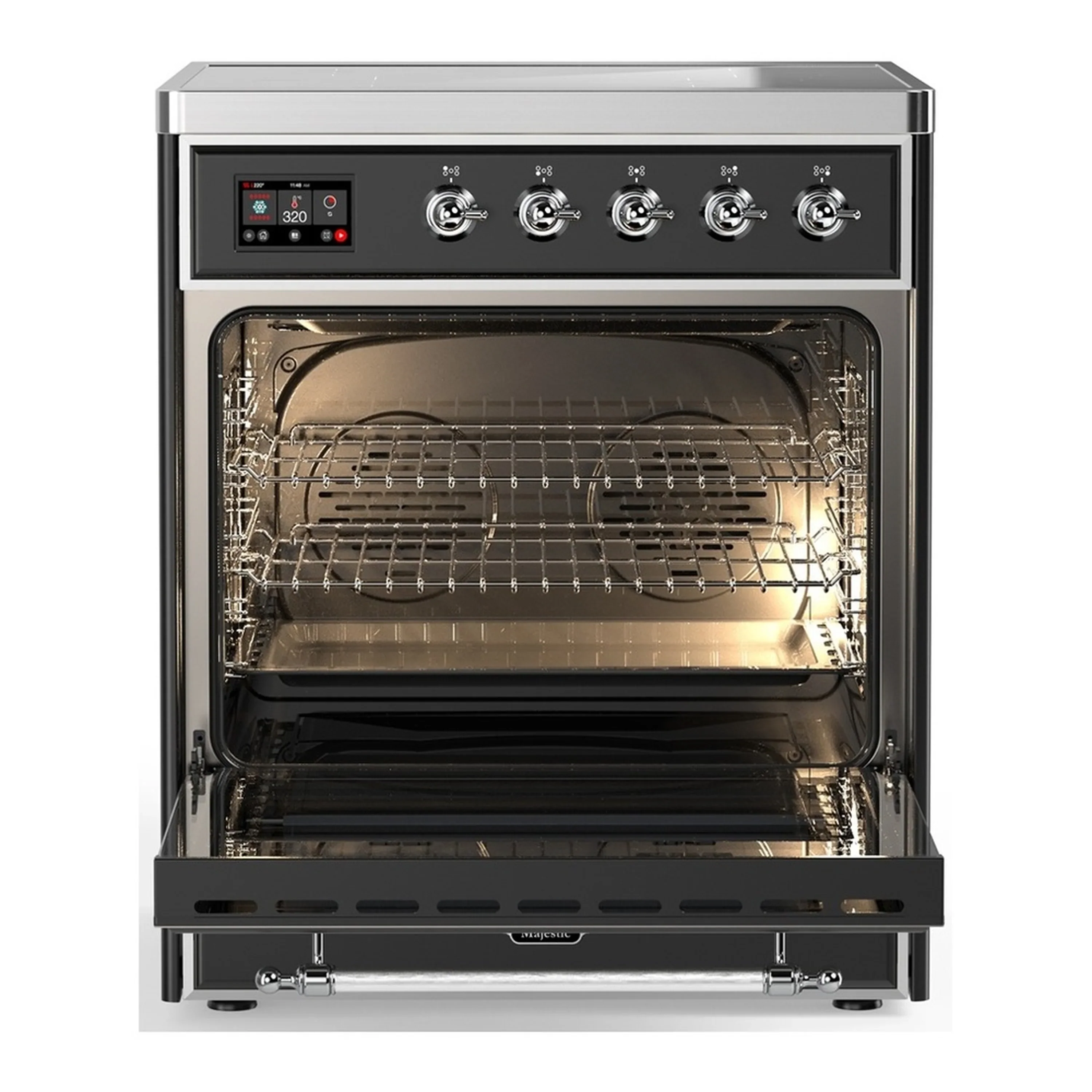 ILVE Majestic III 30-Inch Induction Range with 4 Induction Elements and Solid Door Electric Oven in Matte Graphite with Chrome Trim (UMIB30QNR3MGC) - Image 3