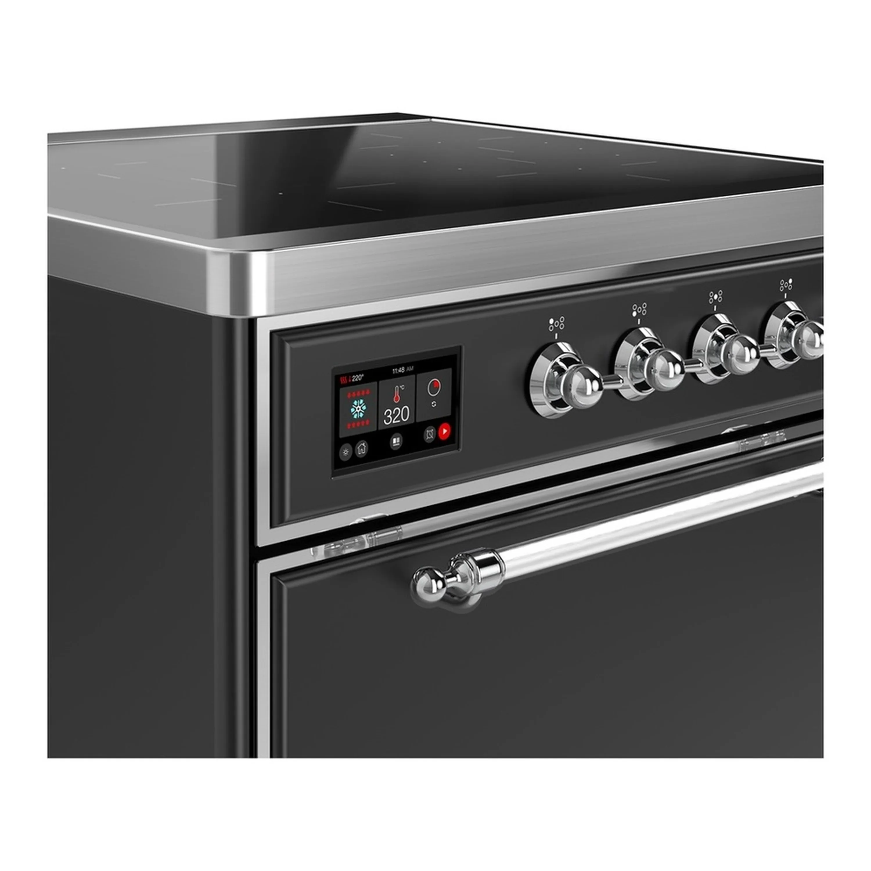 ILVE Majestic III 30-Inch Induction Range with 4 Induction Elements and Solid Door Electric Oven in Matte Graphite with Chrome Trim (UMIB30QNR3MGC) - Image 4