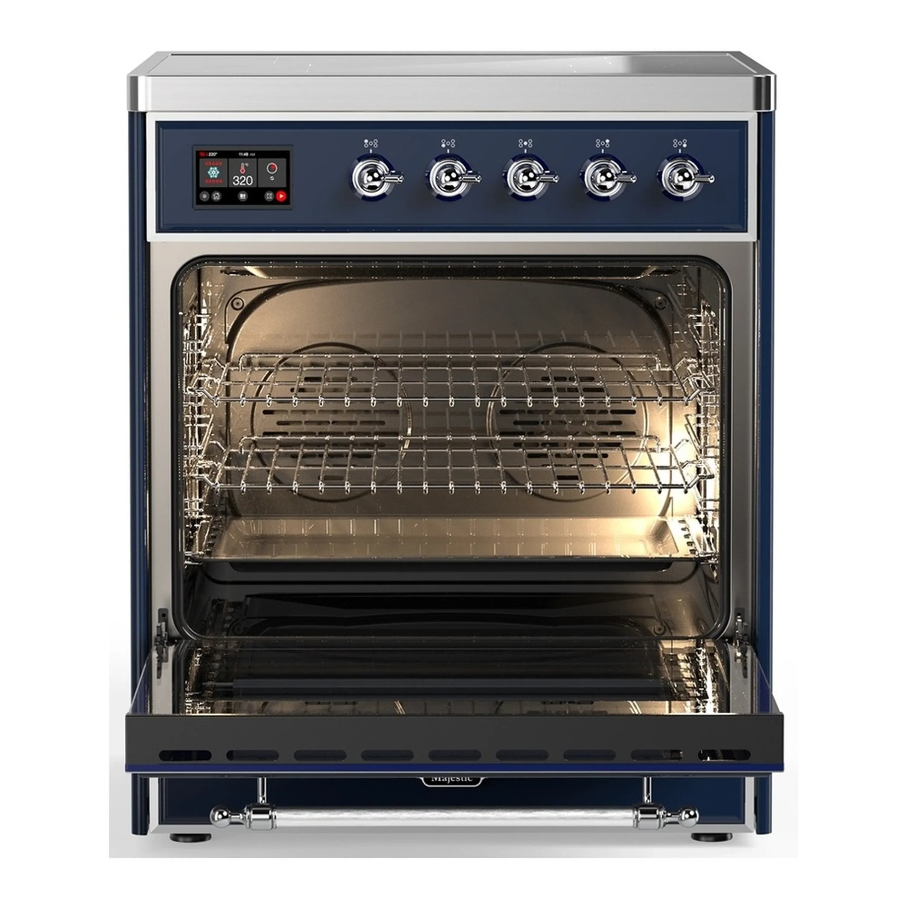 ILVE Majestic III 30-Inch Induction Range with 4 Induction Elements and Triple Glass Door Electric Oven in Mightnight Blue with Chrome Trim (UMIB30NR3MBC) - Image 3