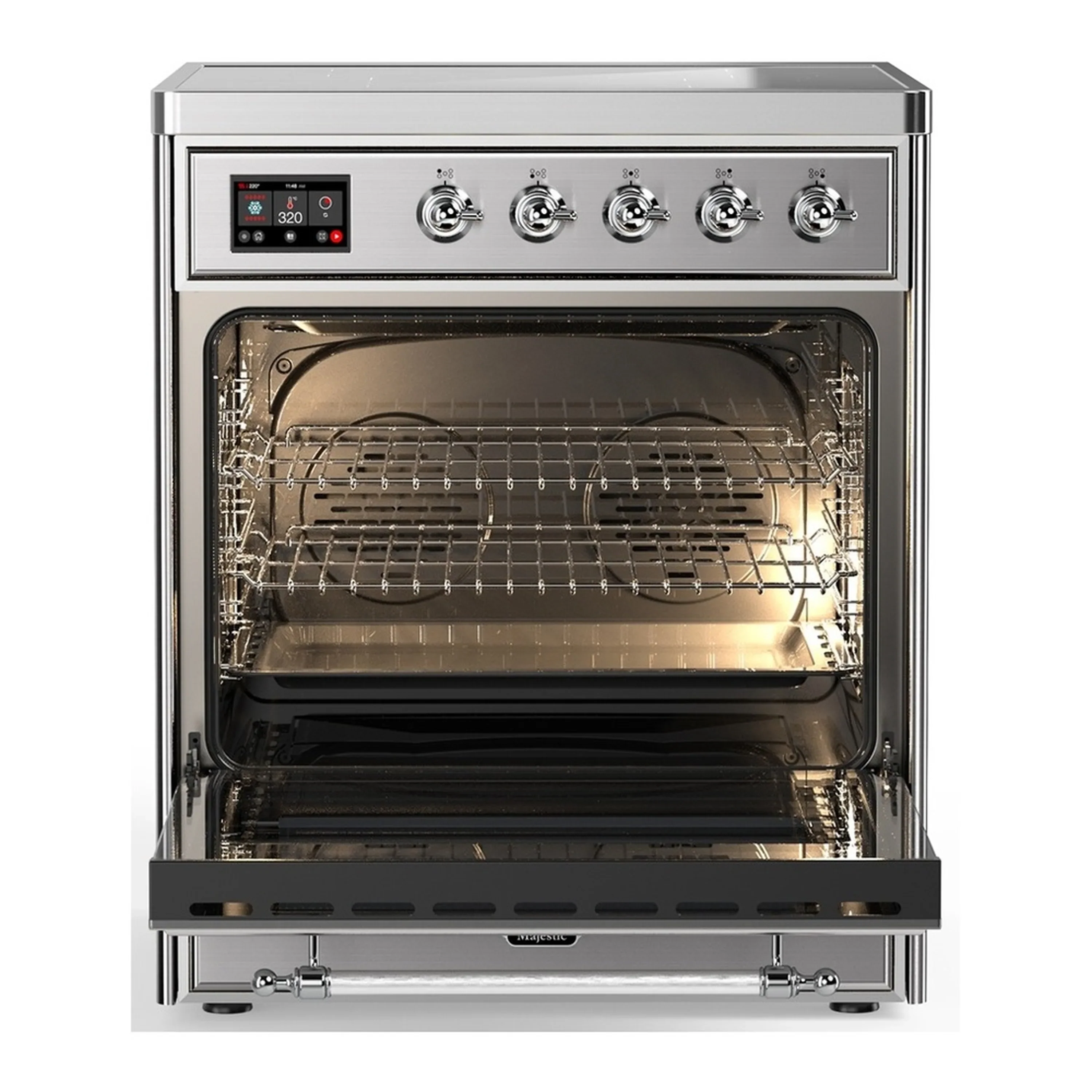 ILVE Majestic III 30-Inch Induction Range with 4 Induction Elements and Triple Glass Door Electric Oven in Stainless Steel with Chrome Trim (UMIB30NR3SSC) - Image 3