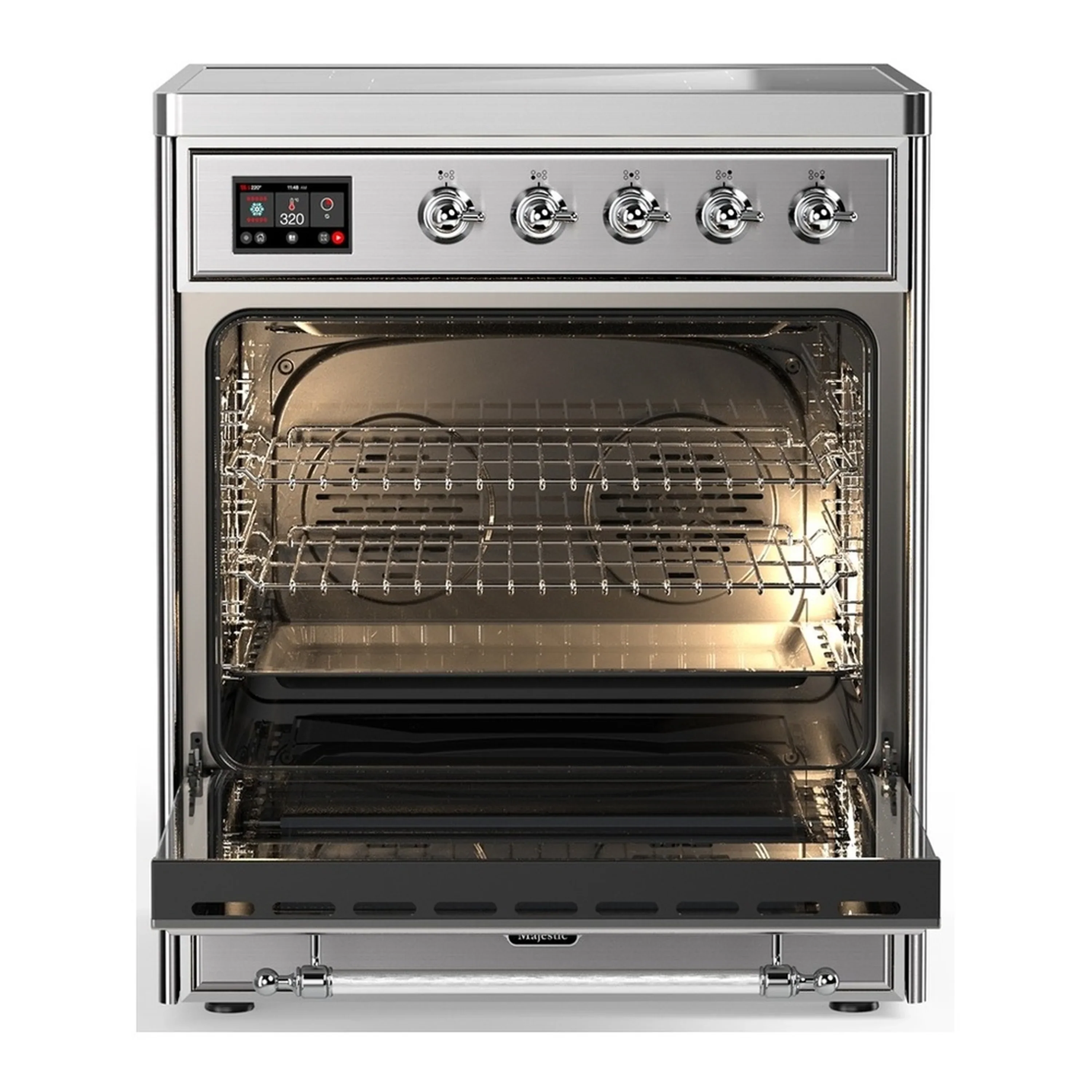 ILVE Majestic III 30-Inch Induction Range with 4 Induction Elements and Solid Door Electric Oven in Stainless Steel with Chrome Trim (UMIB30QNR3SSC) - Image 3