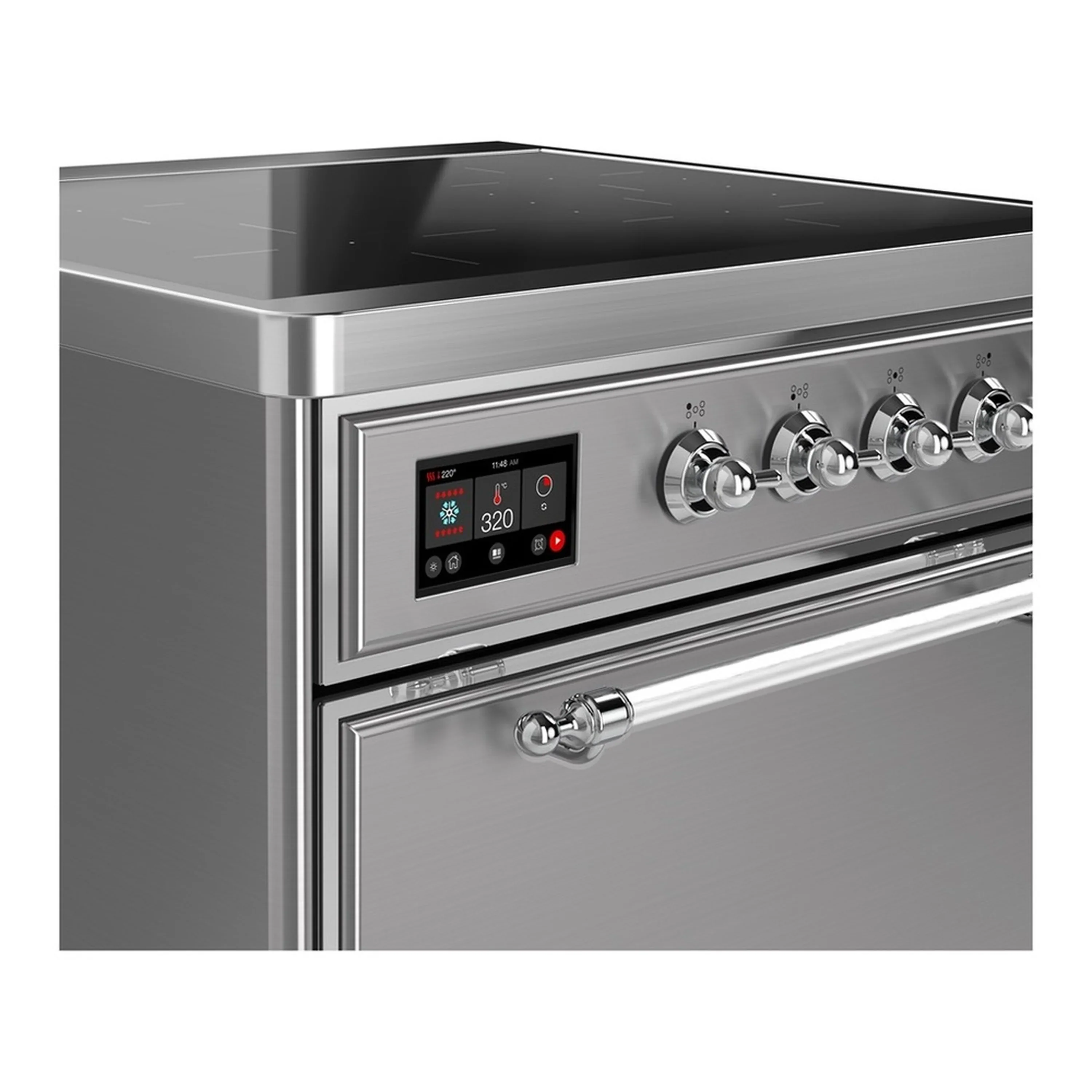 ILVE Majestic III 30-Inch Induction Range with 4 Induction Elements and Solid Door Electric Oven in Stainless Steel with Chrome Trim (UMIB30QNR3SSC) - Image 4