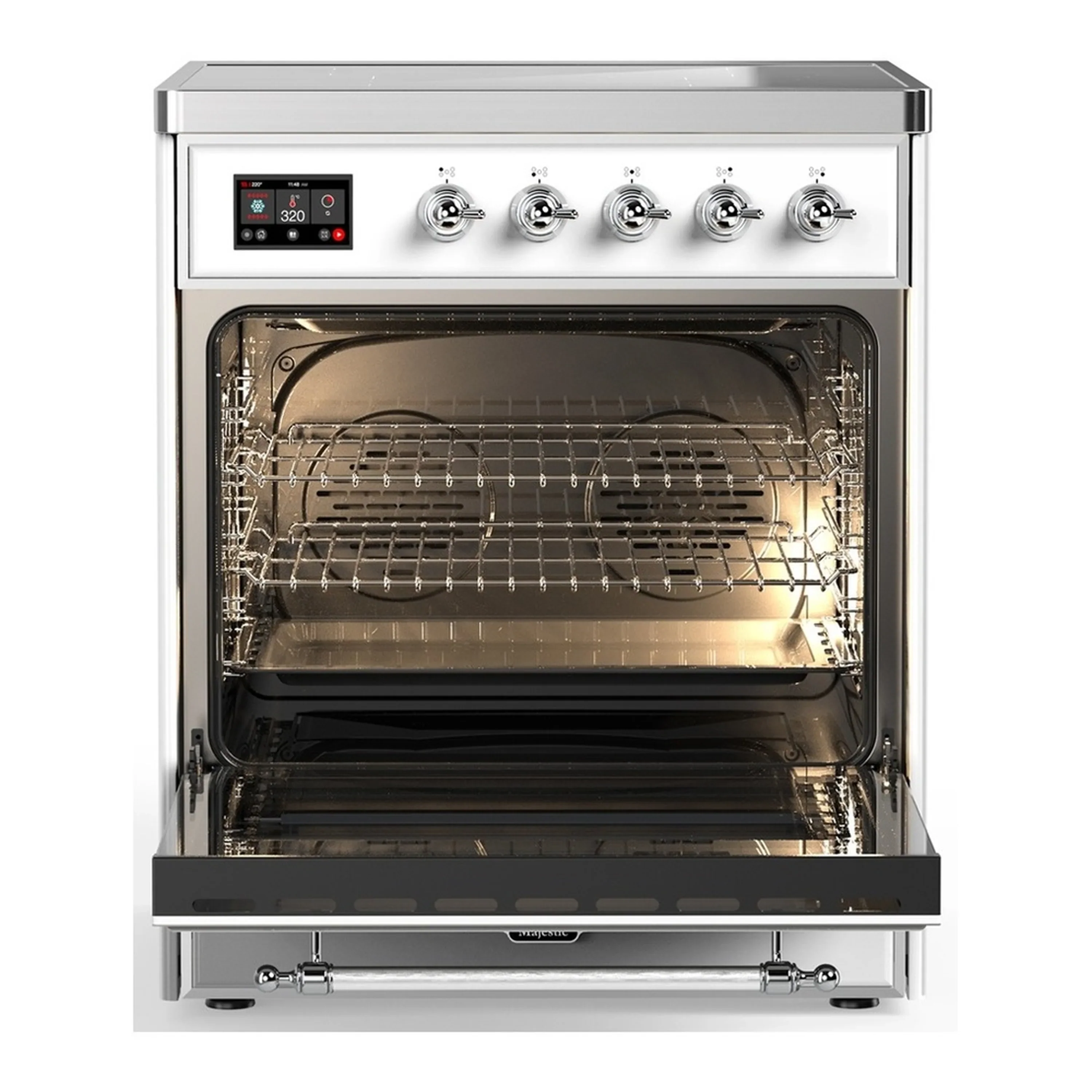 ILVE Majestic III 30-Inch Induction Range with 4 Induction Elements and Triple Glass Door Electric Oven in White with Chrome Trim (UMIB30NR3WHC) - Image 3