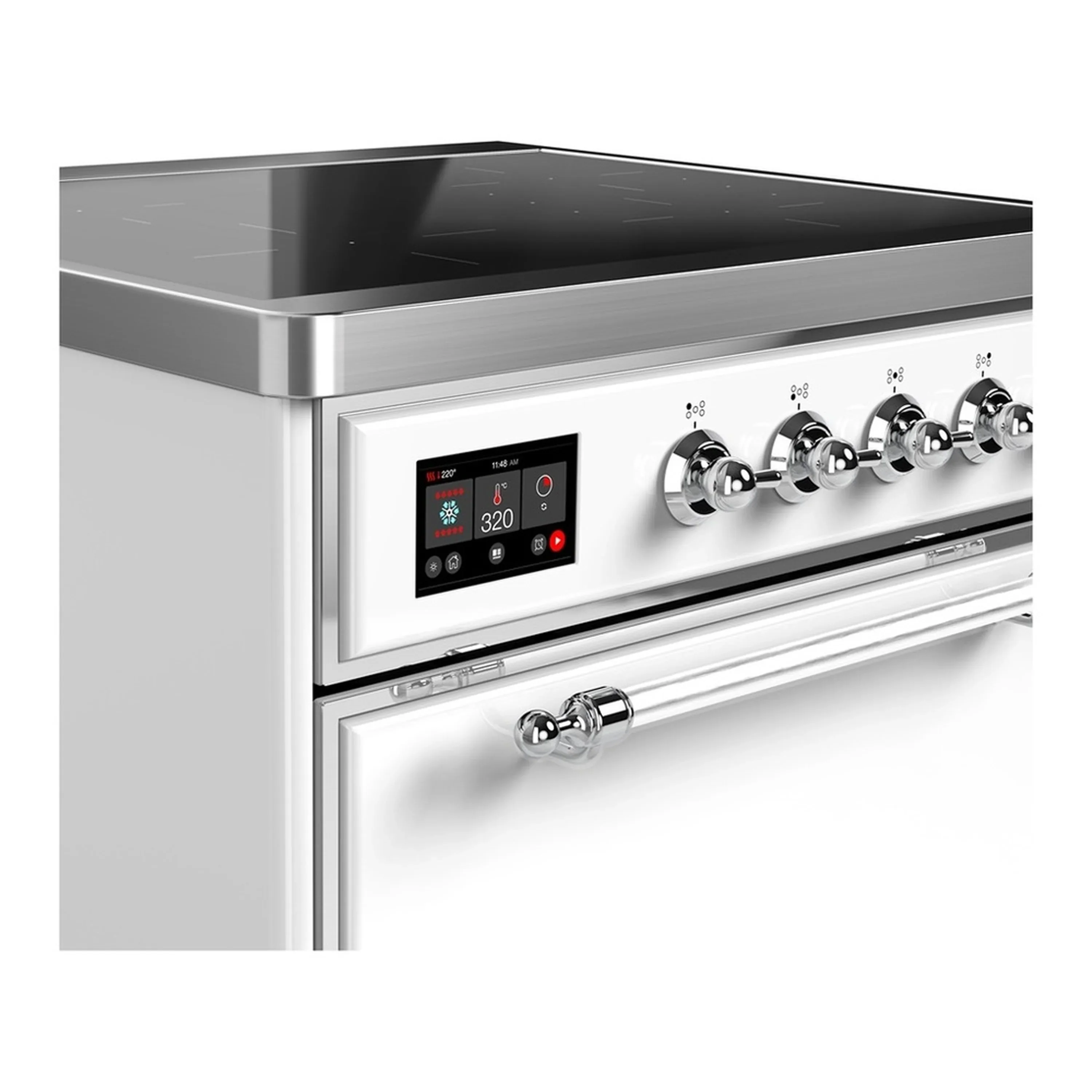 ILVE Majestic III 30-Inch Induction Range with 4 Induction Elements and Solid Door Electric Oven in White with Chrome Trim (UMIB30QNR3WHC) - Image 4