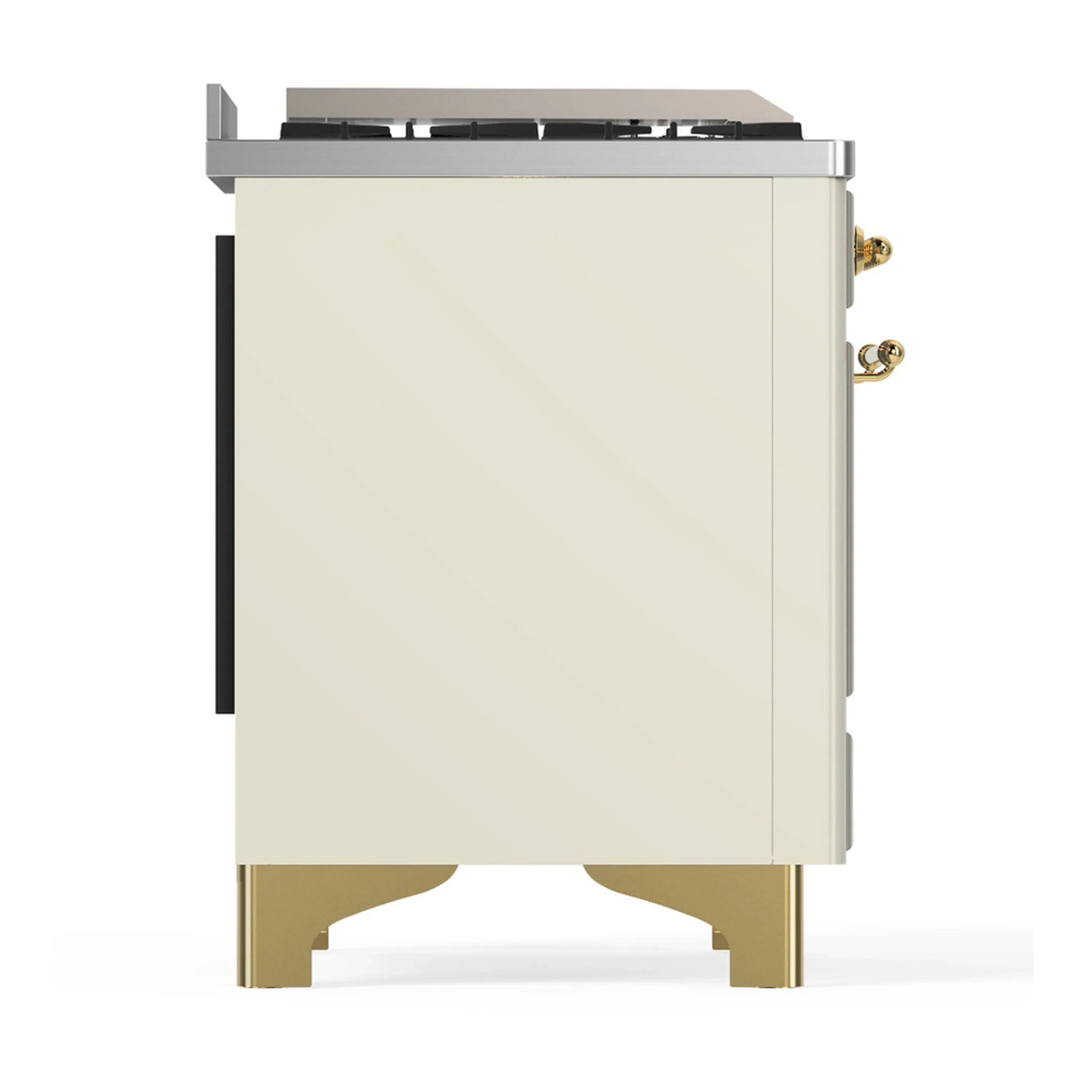 ILVE Majestic III 36-inch Dual Fuel Range with 6 Natural Gas Burner, Griddle and Triple Glass Door Electric Oven in Antique White with Brass Trim (UM36FNR3AWG) - Image 7