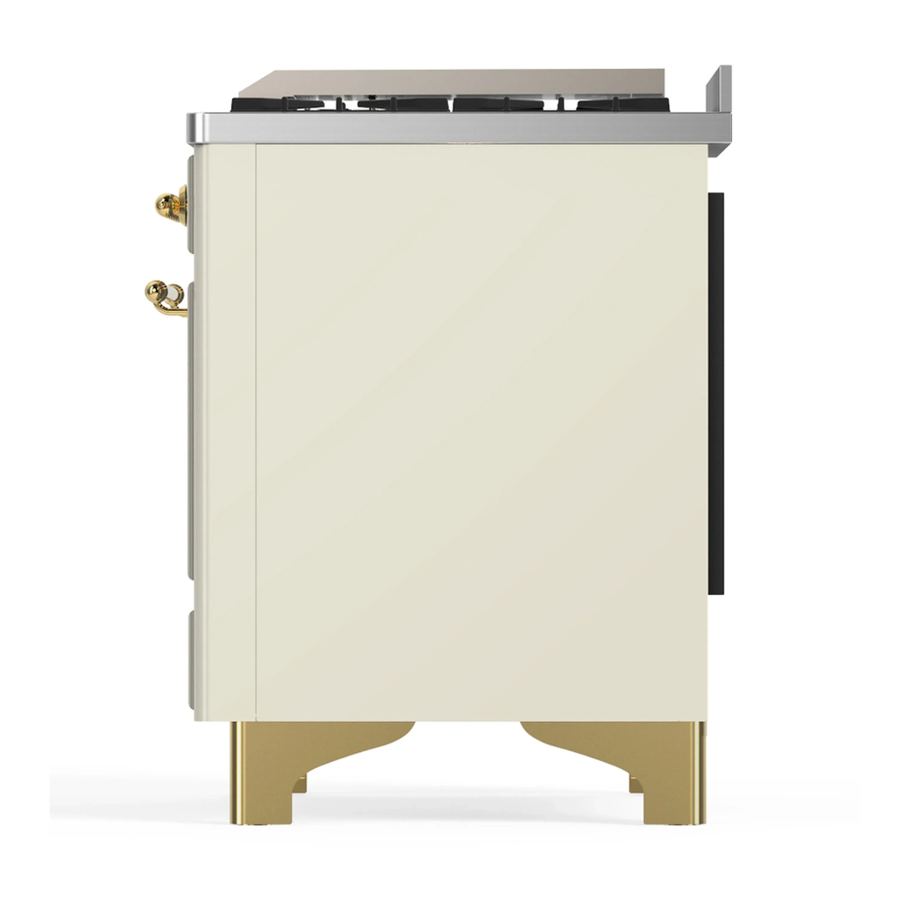 ILVE Majestic III 36-inch Dual Fuel Range with 6 Natural Gas Burner, Griddle and Solid Door Electric Oven in Antique White with Brass Trim (UM36FQNR3AWG) - Image 6