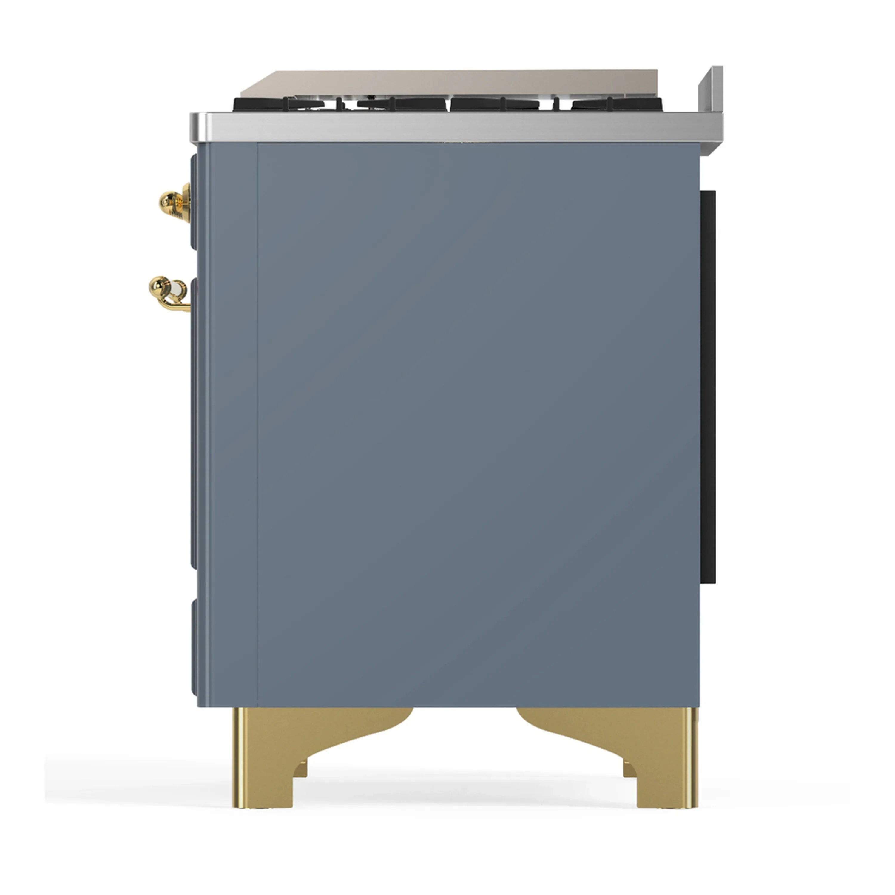ILVE Majestic III 36-inch Dual Fuel Range with 6 Natural Gas Burner, Griddle and Triple Glass Door Electric Oven in Blue Grey with Brass Trim (UM36FNR3BGG) - Image 6