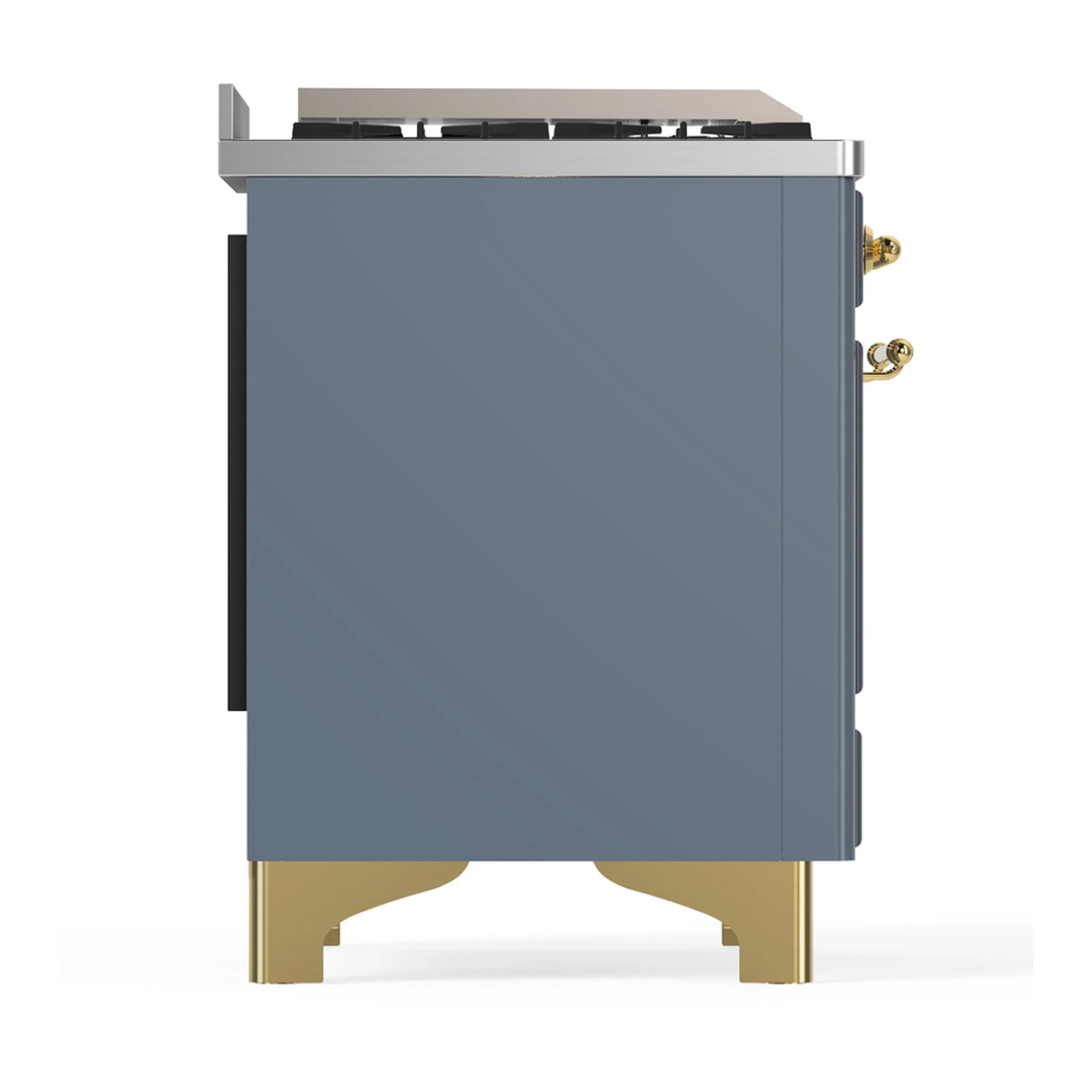 ILVE Majestic III 36-inch Dual Fuel Range with 6 Natural Gas Burner, Griddle and Triple Glass Door Electric Oven in Blue Grey with Brass Trim (UM36FNR3BGG) - Image 7