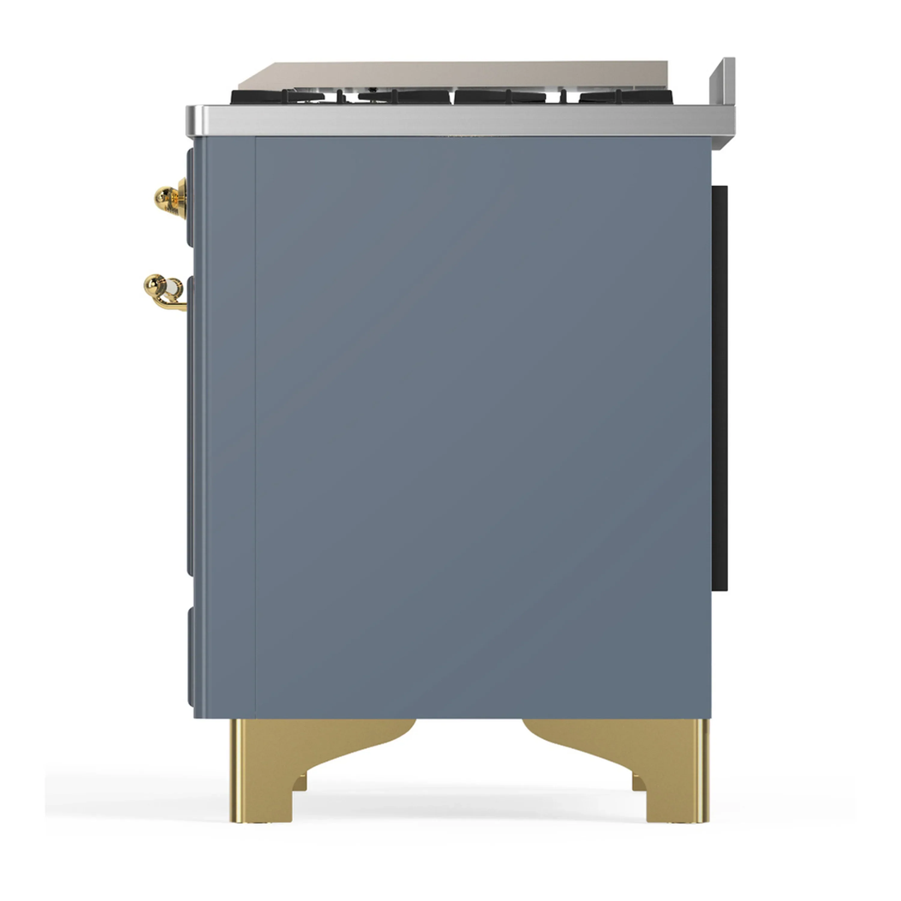 ILVE Majestic III 36-inch Dual Fuel Range with 6 Natural Gas Burner, Griddle and Solid Door Electric Oven in Blue Grey with Brass Trim (UM36FQNR3BGG) - Image 6