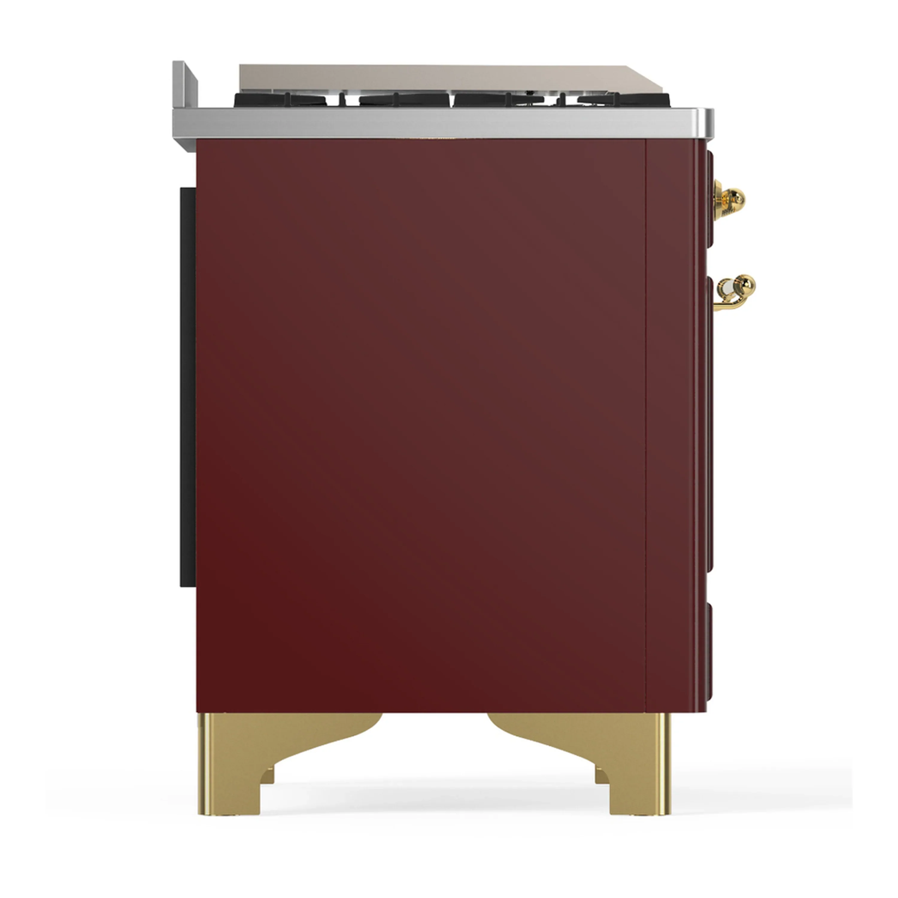 ILVE Majestic III 36-inch Dual Fuel Range with 6 Natural Gas Burner, Griddle and Triple Glass Door Electric Oven in Burgundy with Brass Trim (UM36FNR3BUG) - Image 7