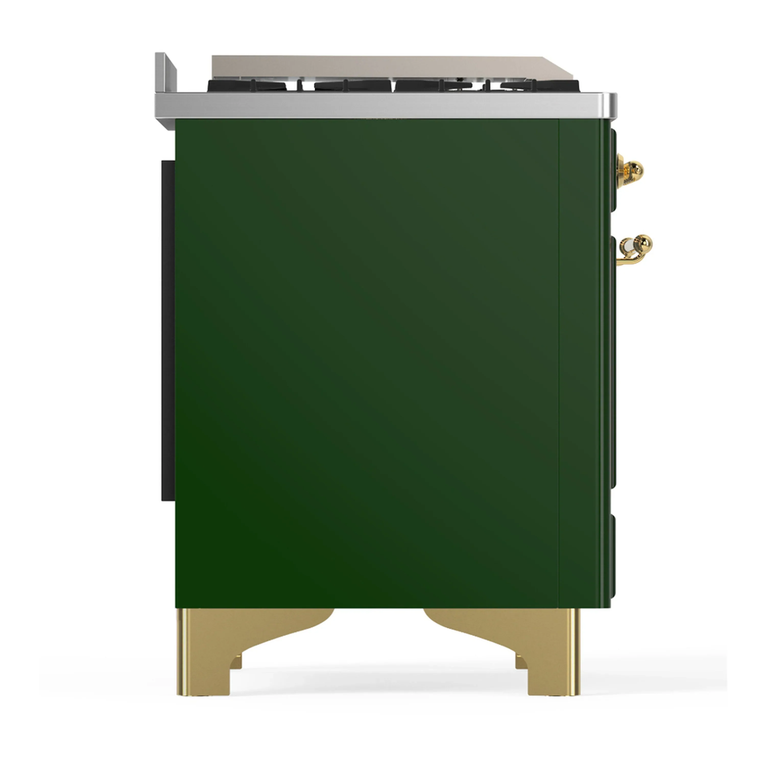 ILVE Majestic III 36-inch Dual Fuel Range with 6 Natural Gas Burner, Griddle and Triple Glass Door Electric Oven in Emerald Green with Brass Trim (UM36FNR3EGG) - Image 7