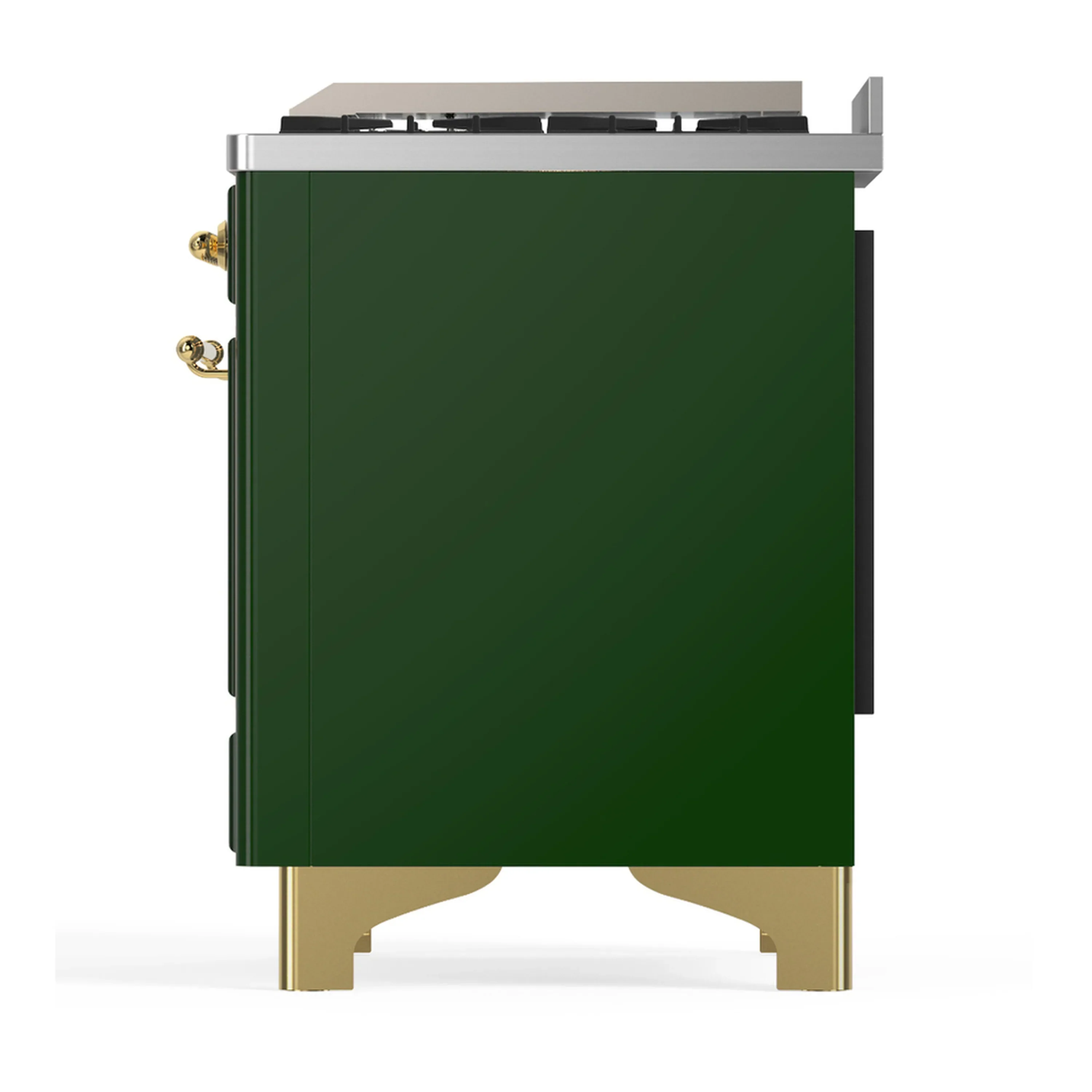 ILVE Majestic III 36-inch Dual Fuel Range with 6 Natural Gas Burner, Griddle and Solid Door Electric Oven in Emerald Green with Brass Trim (UM36FQNR3EGG) - Image 6